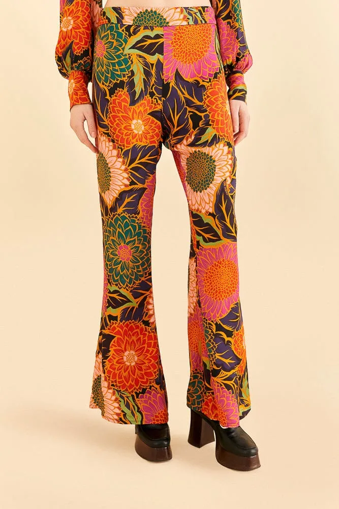 Multicolor Vintage Garden Satin Flare Pants sold by FARM Rio product image thumbnail 3
