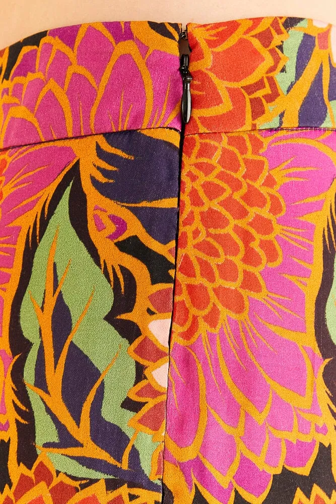 Multicolor Vintage Garden Satin Flare Pants sold by FARM Rio product image thumbnail 5