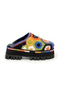 Black Colorful Crochet Platform Mule sold by FARM Rio