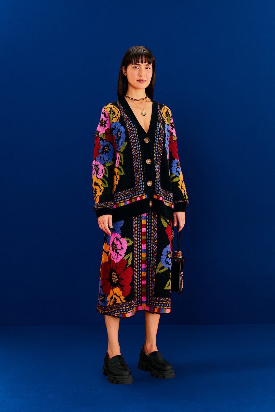 Black Flowers Tapestry Midi Cardigan sold by FARM Rio product image thumbnail 4