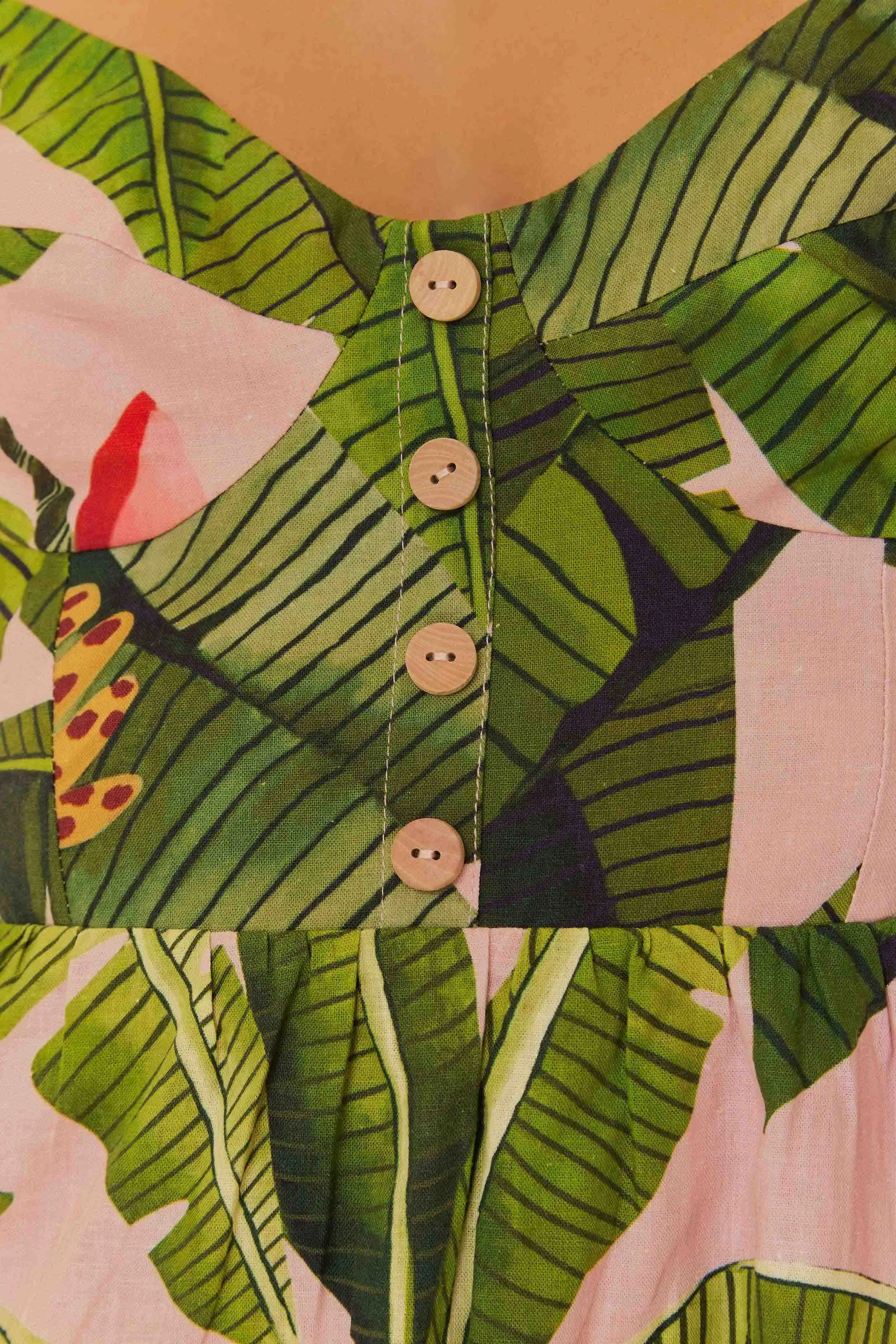 Pink Banana Leaves LENZING™ ECOVERO™ Euroflax™ Mini Dress sold by FARM Rio product image thumbnail 5