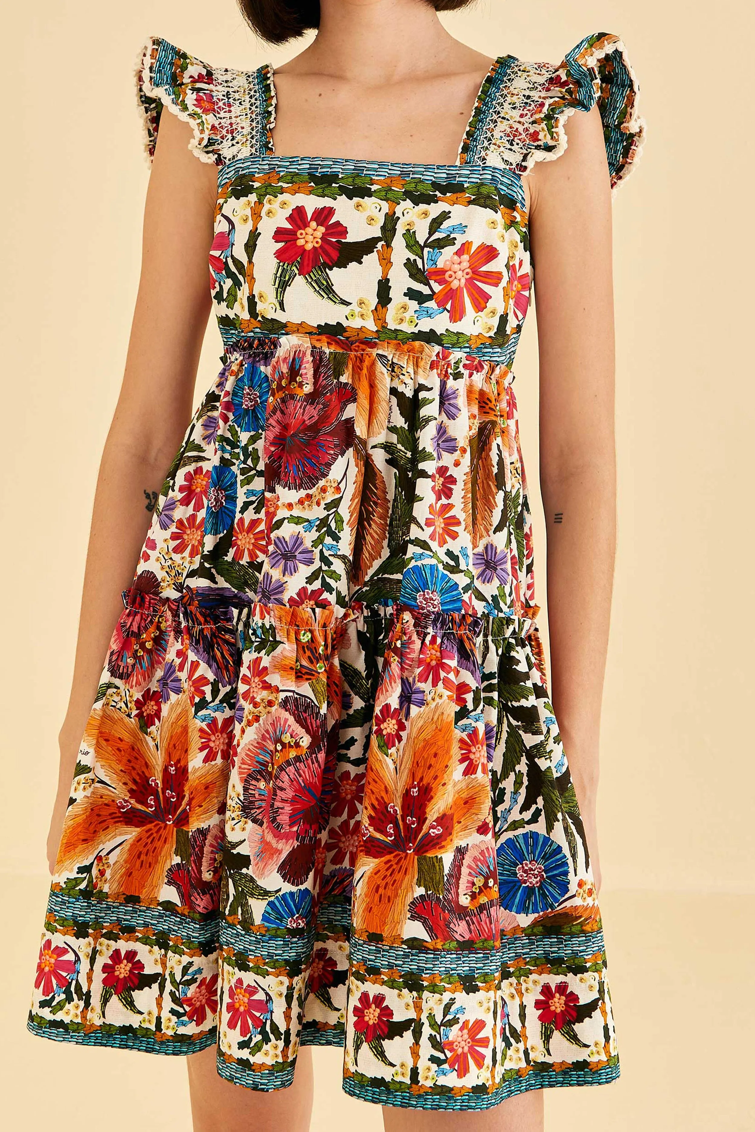 Off-White Tropical Yard Sleeveless Mini Dress sold by FARM Rio product image thumbnail 2