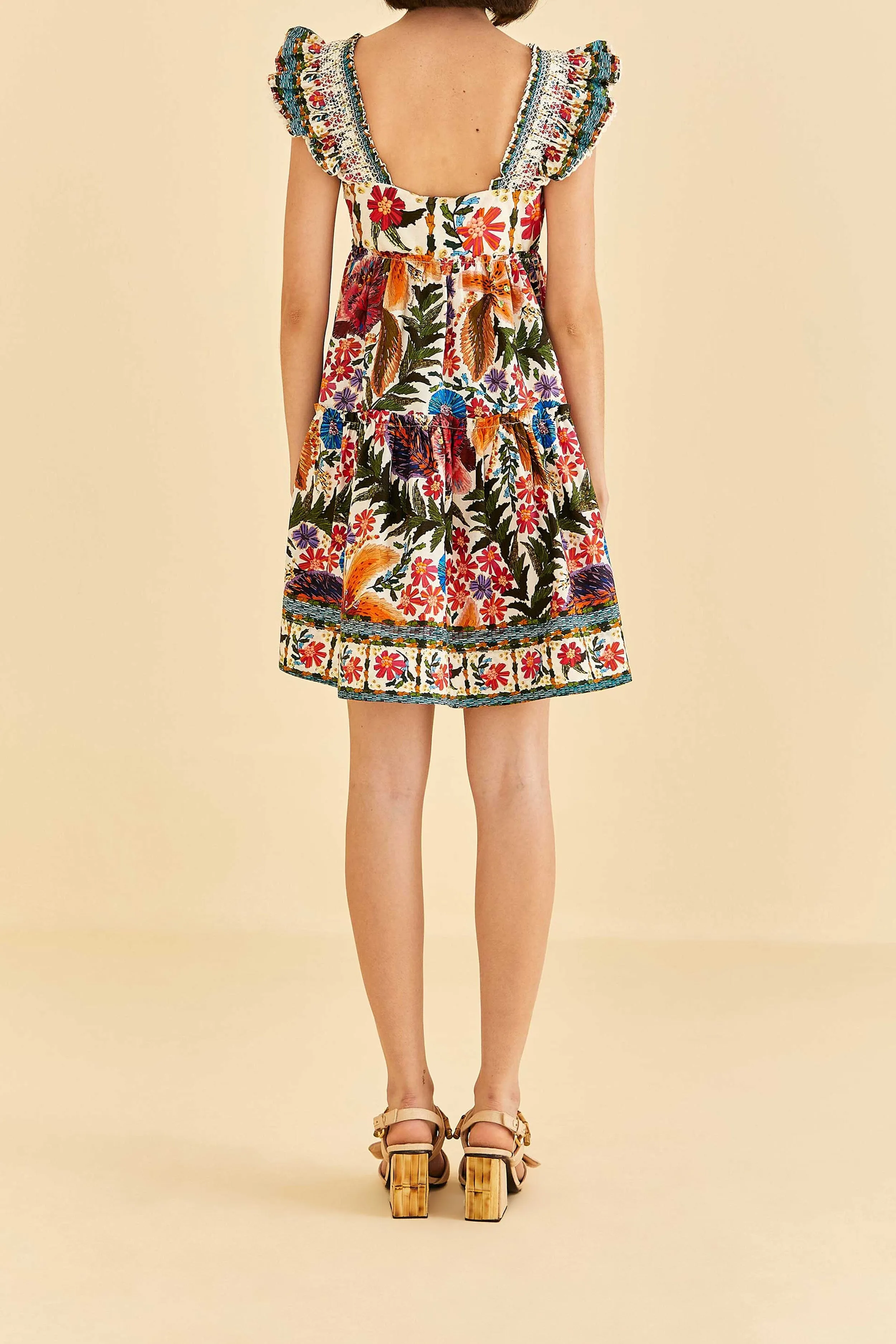 Off-White Tropical Yard Sleeveless Mini Dress sold by FARM Rio product image thumbnail 3