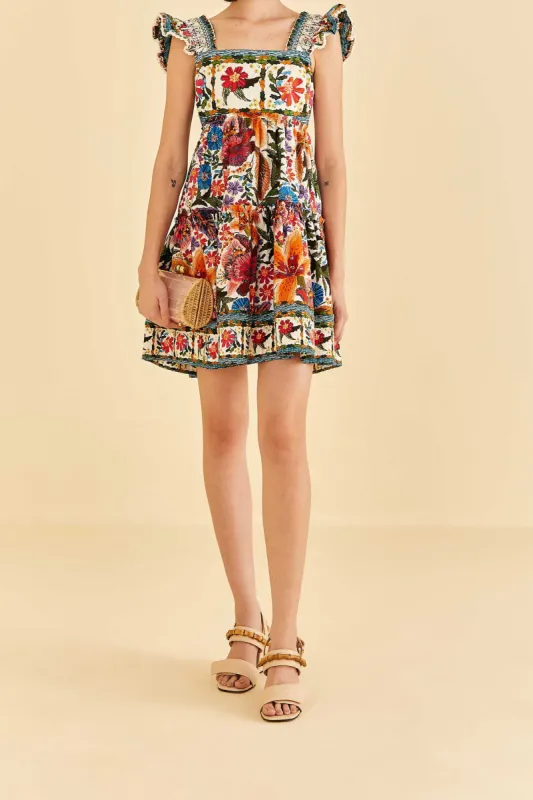 Off-White Tropical Yard Sleeveless Mini Dress sold by FARM Rio