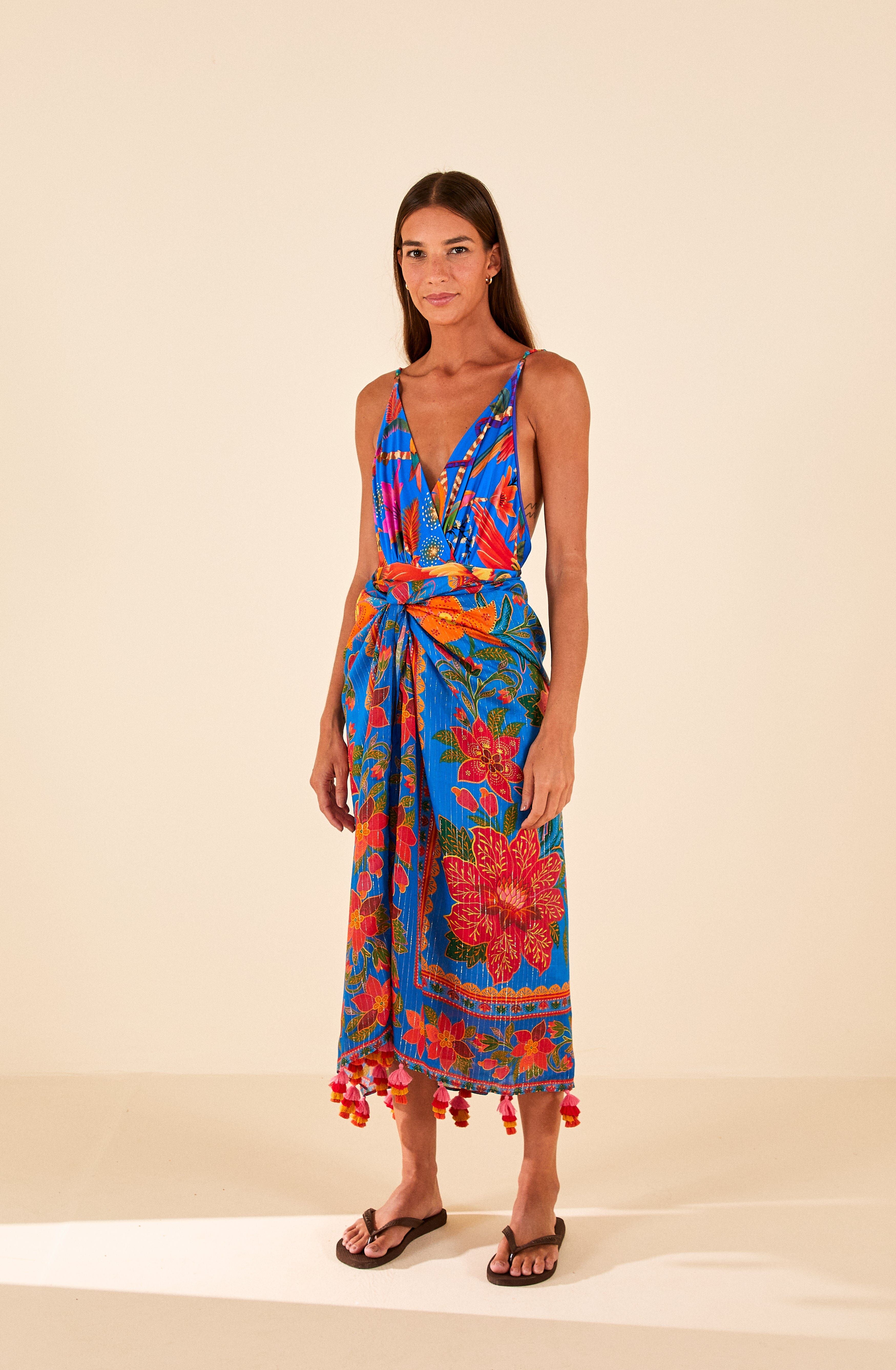 Blue Tropical Tapestry Sarong sold by FARM Rio