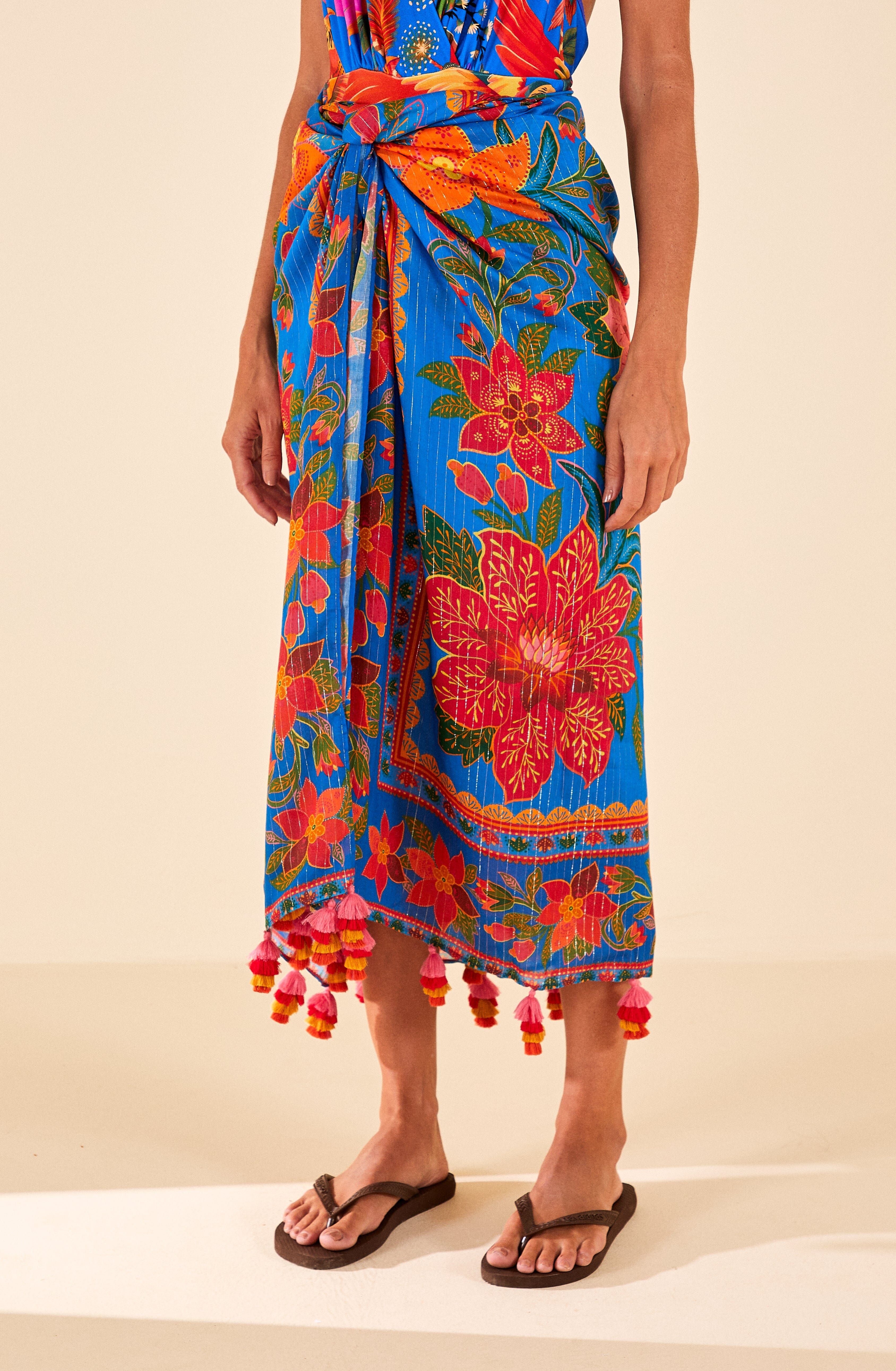 Blue Tropical Tapestry Sarong sold by FARM Rio product image thumbnail 2