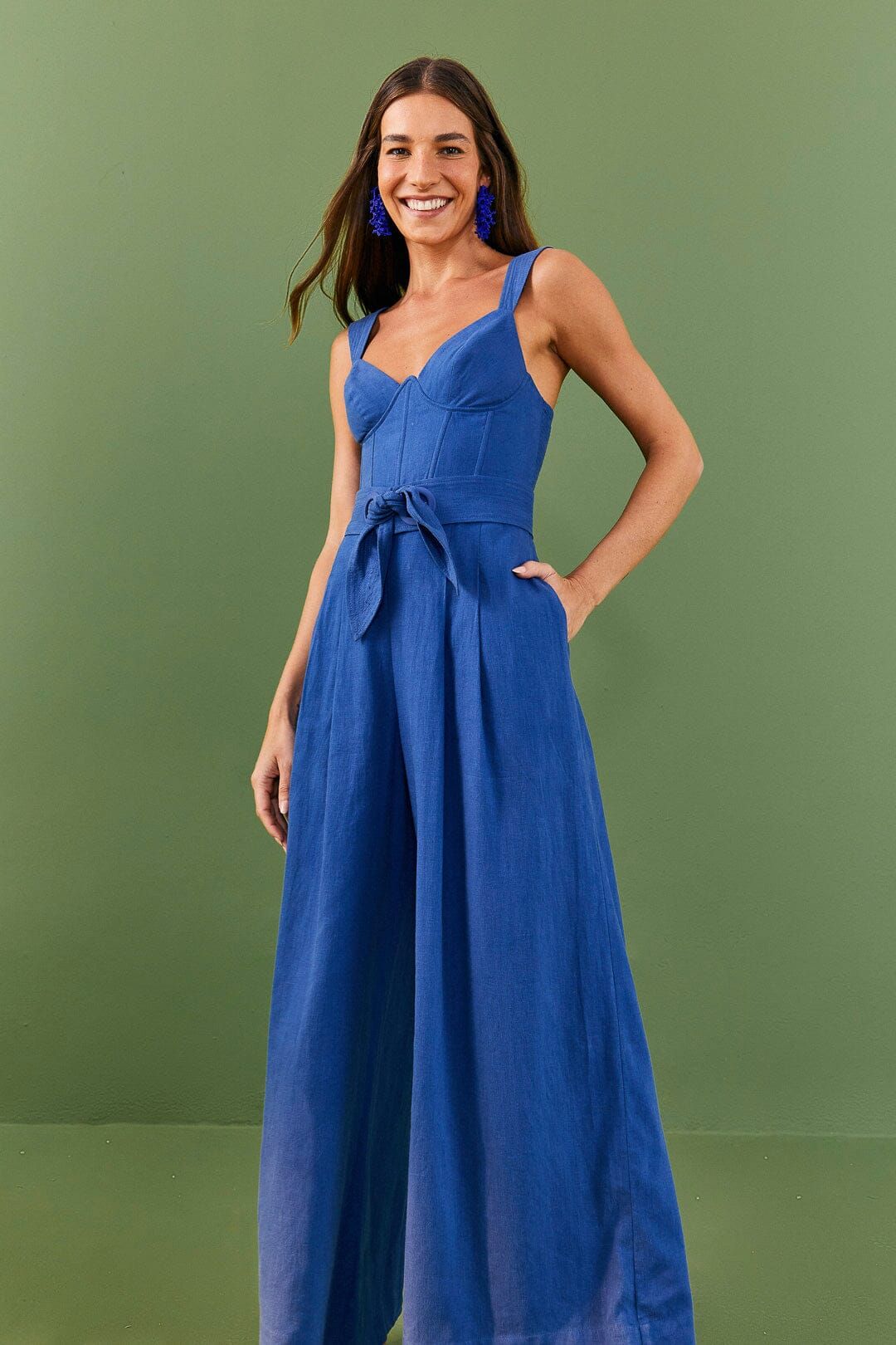 Dark Blue Belted Jumpsuit sold by FARM Rio