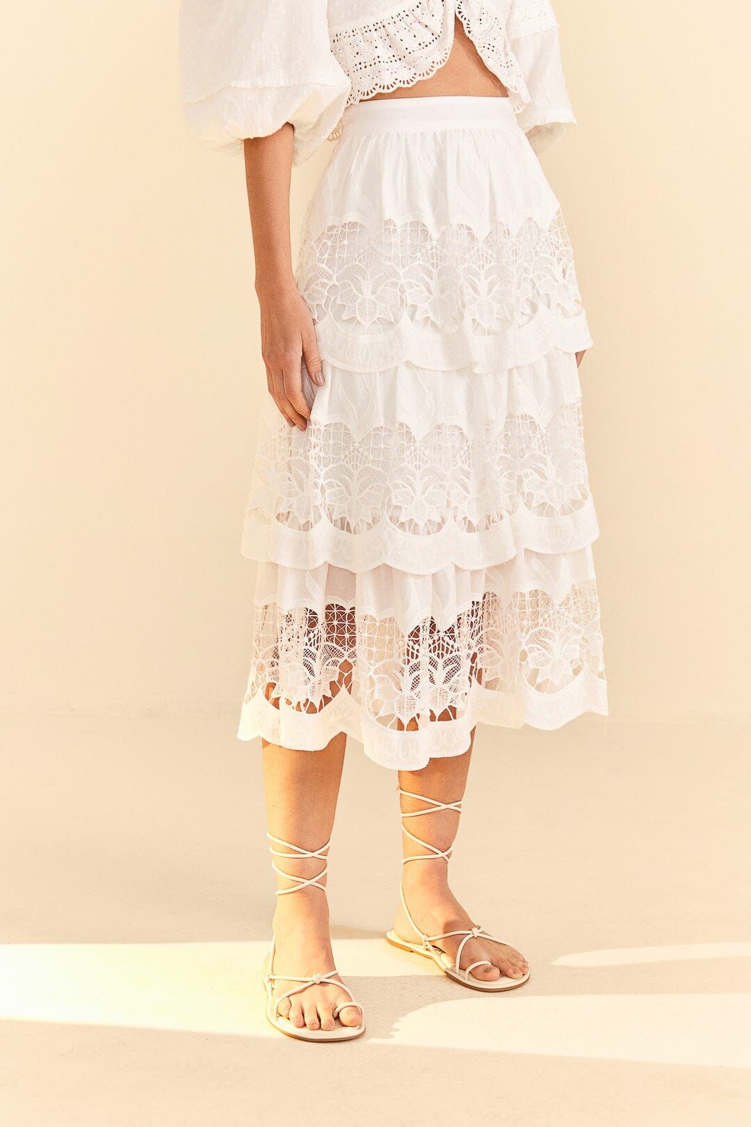 White Lace Midi Skirt sold by FARM Rio product image thumbnail 3