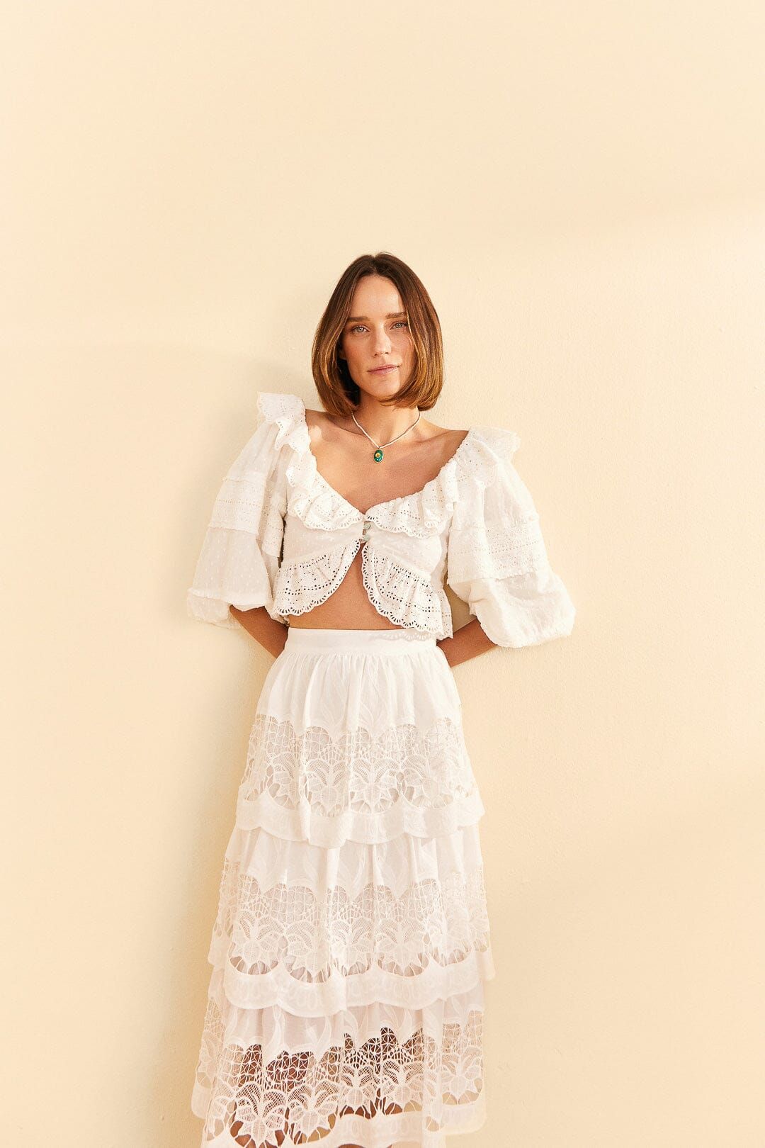 White Lace Midi Skirt sold by FARM Rio product image thumbnail 2