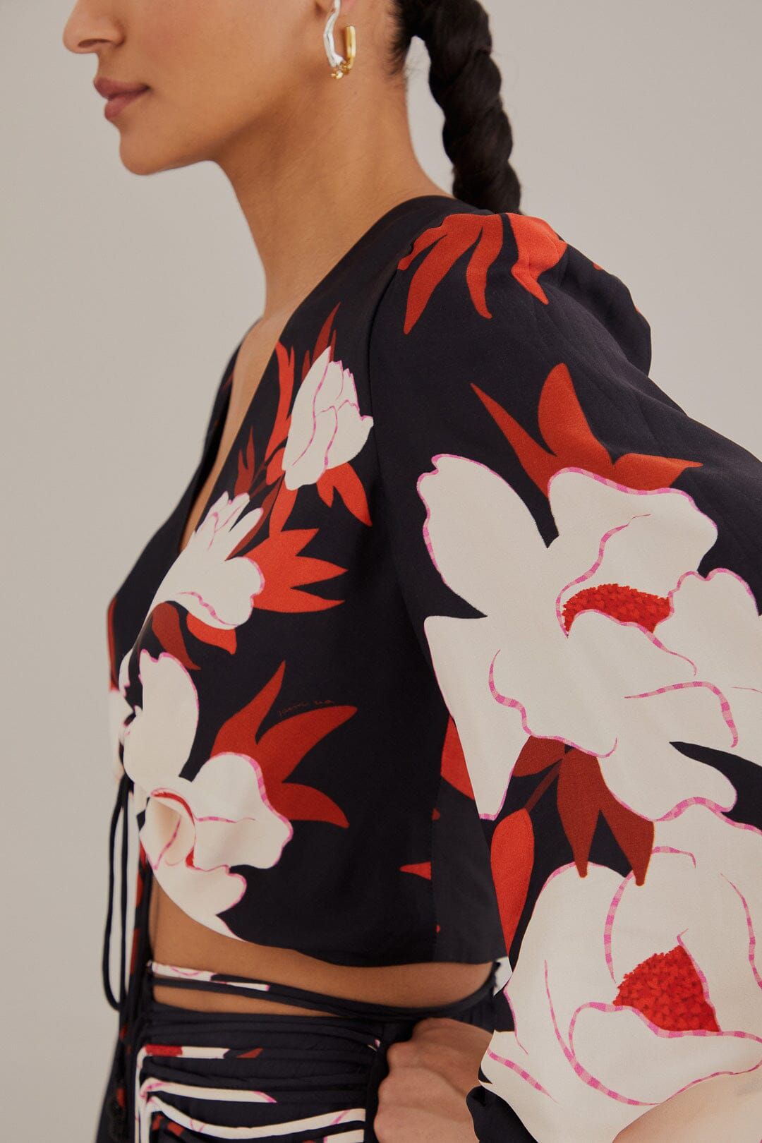 Black Peony Long Sleeve Blouse sold by FARM Rio product image thumbnail 2