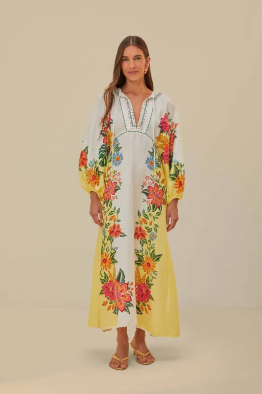 Off-White Bloom Garden Maxi Dress sold by FARM Rio