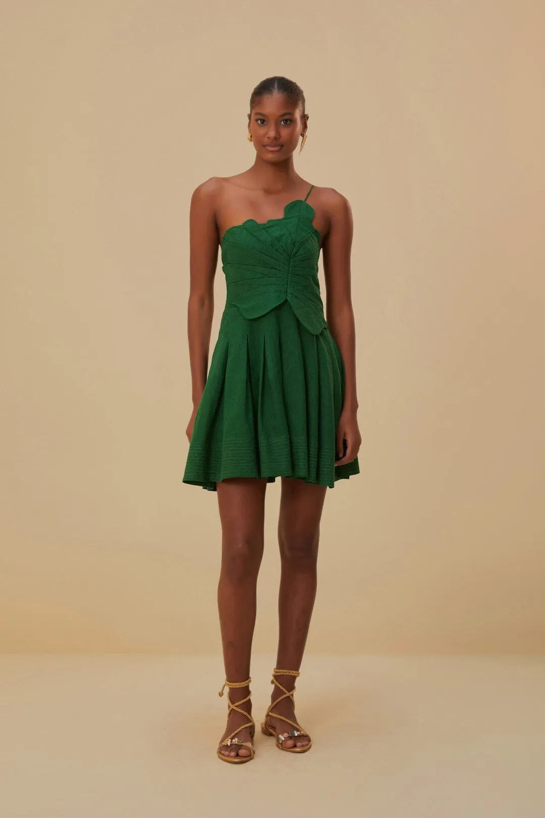 Green One Shoulder Lea Mini Dress sold by FARM Rio