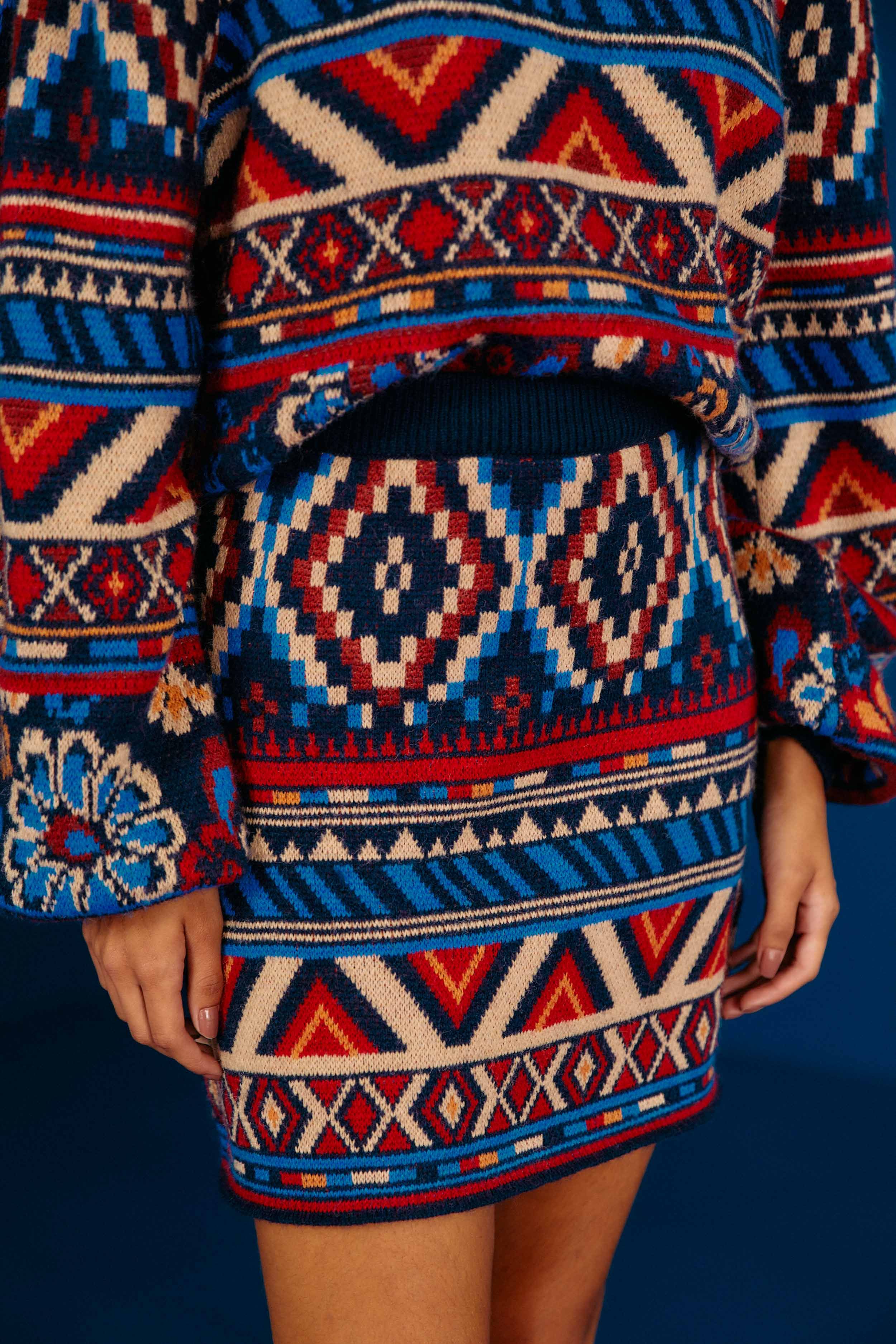 Blue Ainika Tapestry Sweater Skirt sold by FARM Rio product image thumbnail 2