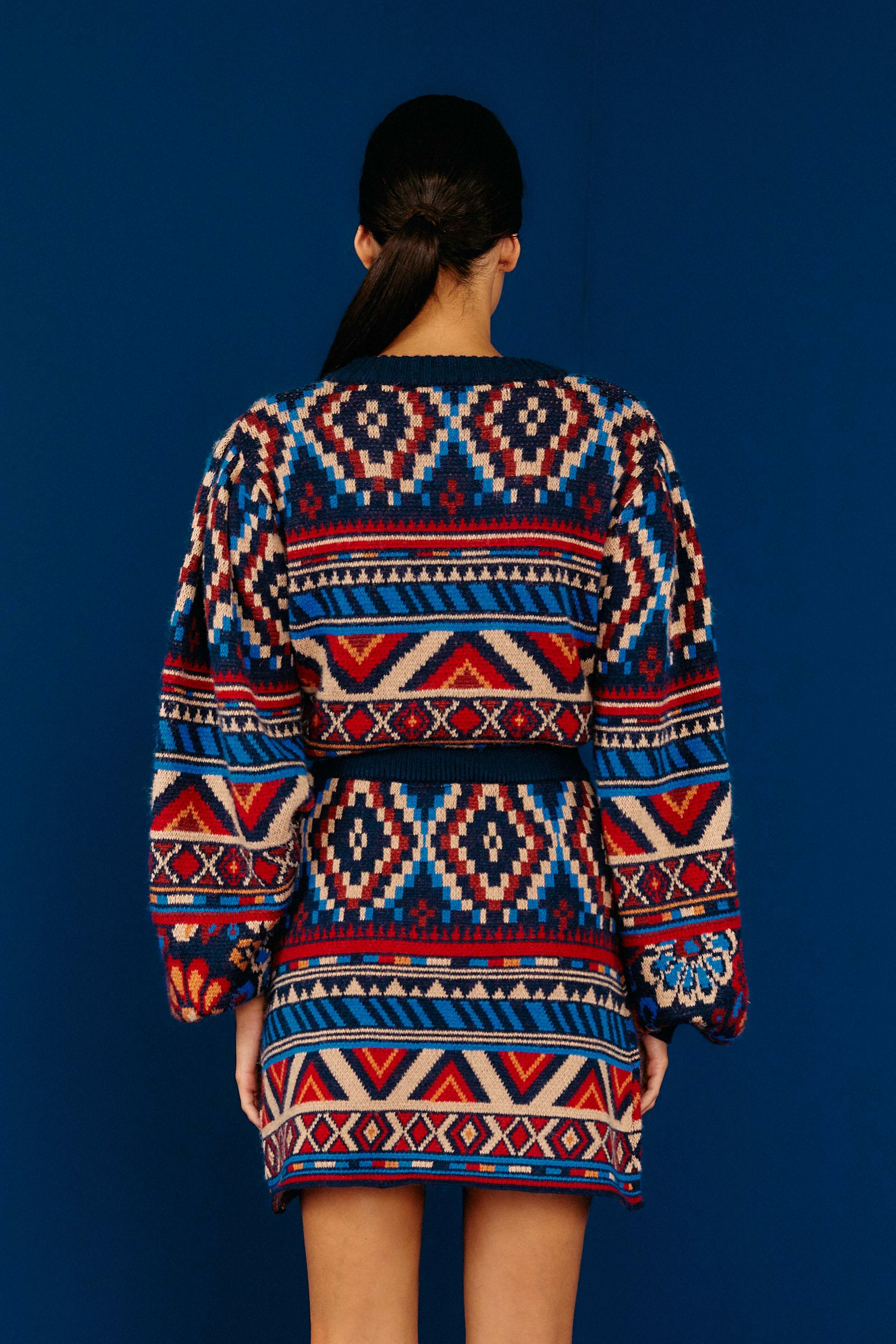 Blue Ainika Tapestry Sweater Skirt sold by FARM Rio product image thumbnail 3