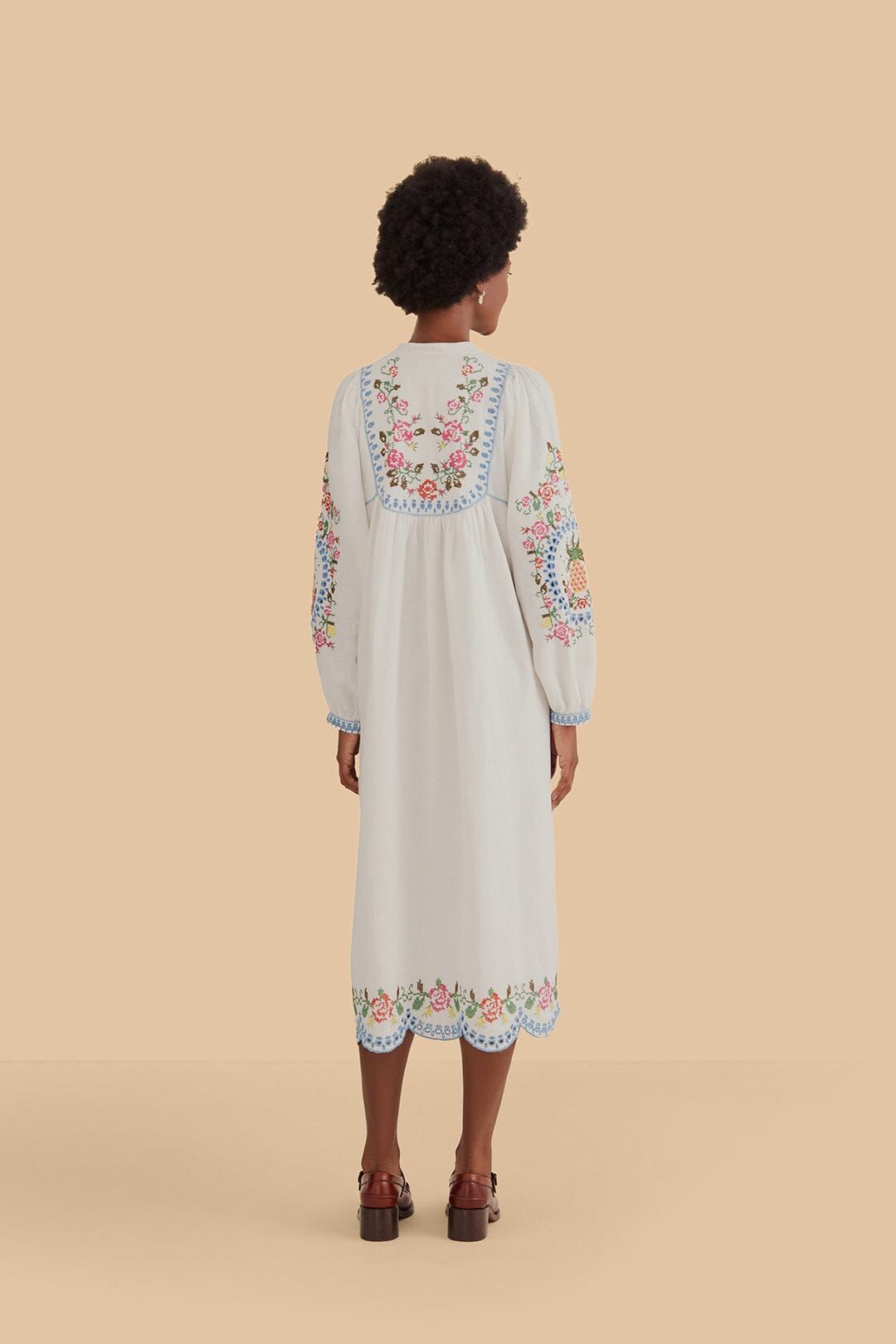 Off-White Embroidered Midi Dress sold by FARM Rio product image thumbnail 3