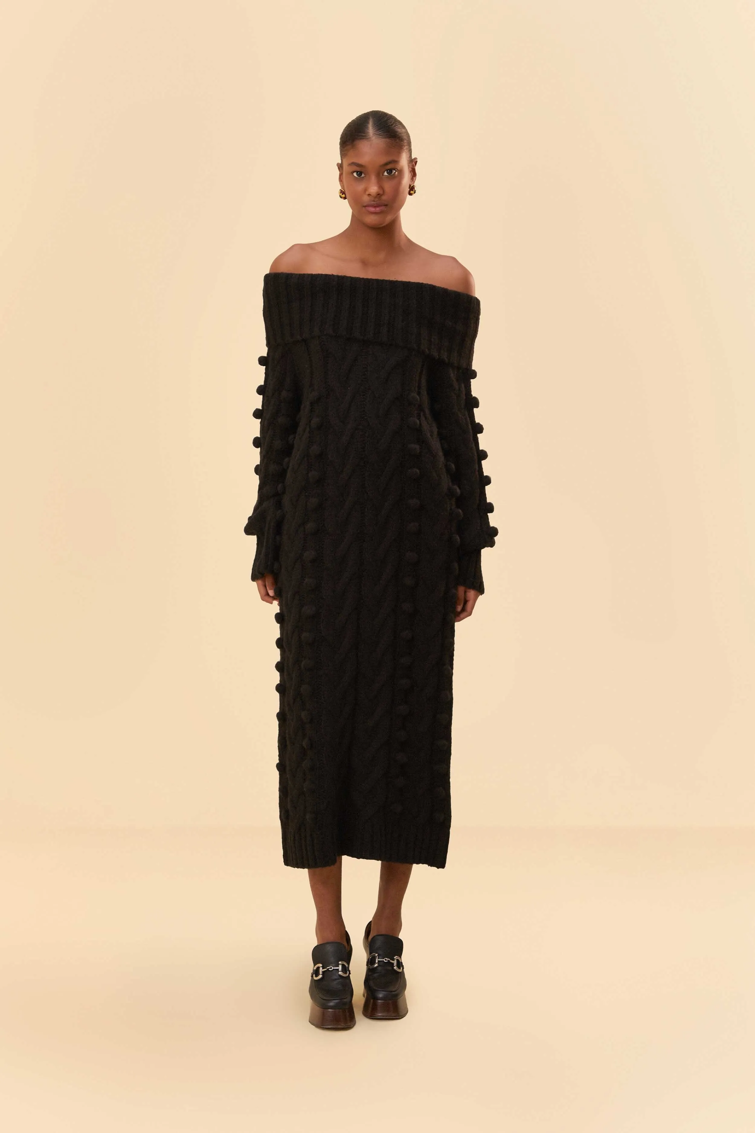 Black Braided Midi Sweater Dress sold by FARM Rio