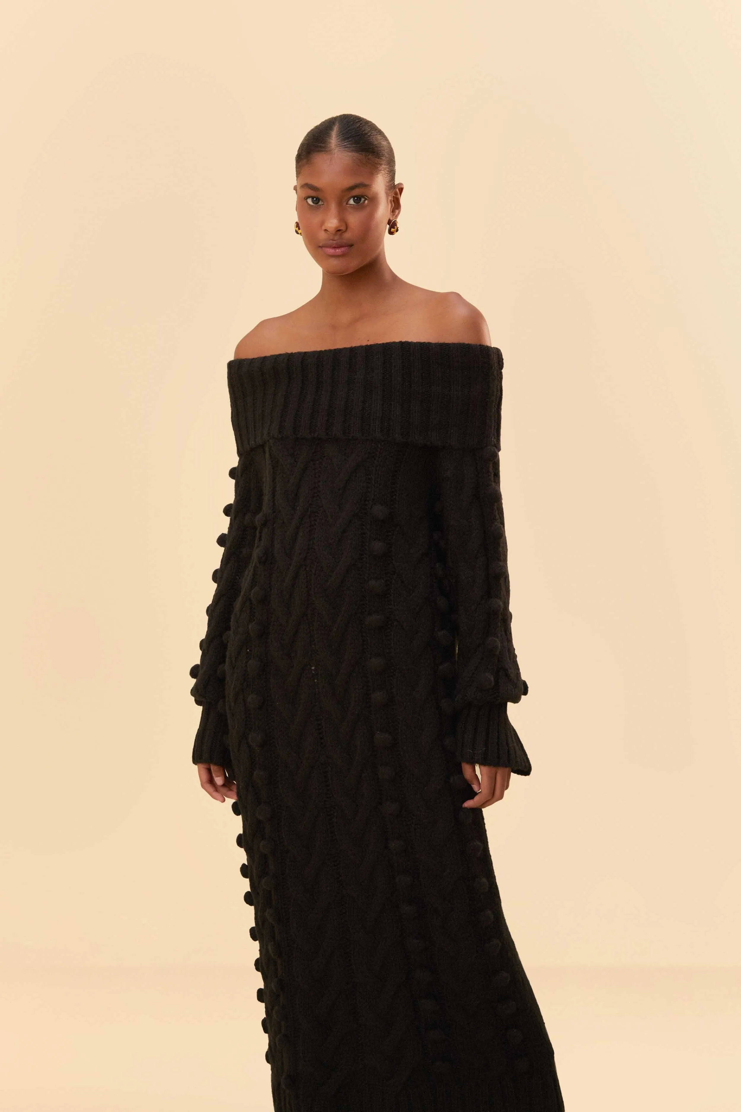 Black Braided Midi Sweater Dress sold by FARM Rio product image thumbnail 2