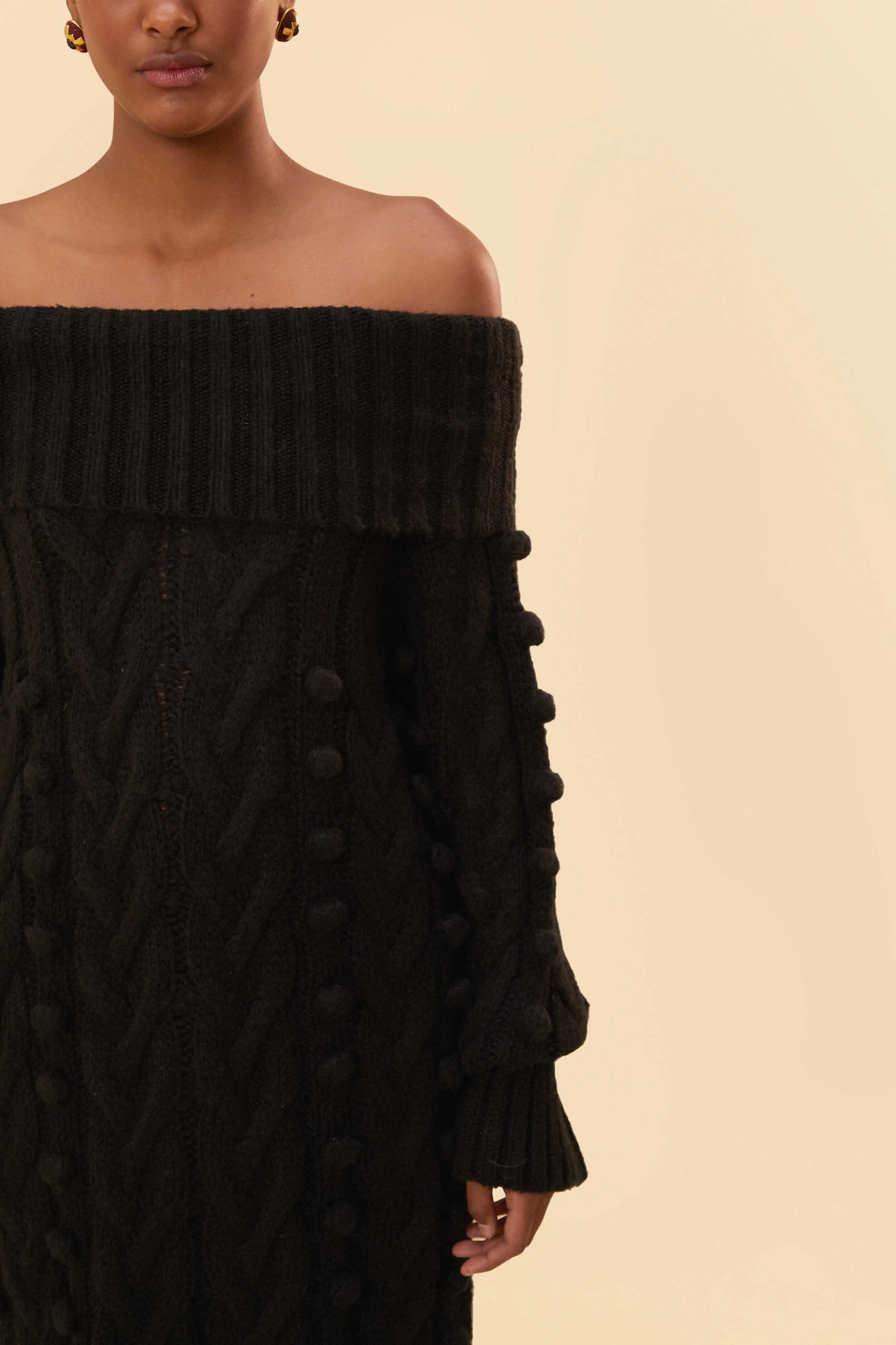 Black Braided Midi Sweater Dress sold by FARM Rio product image thumbnail 3