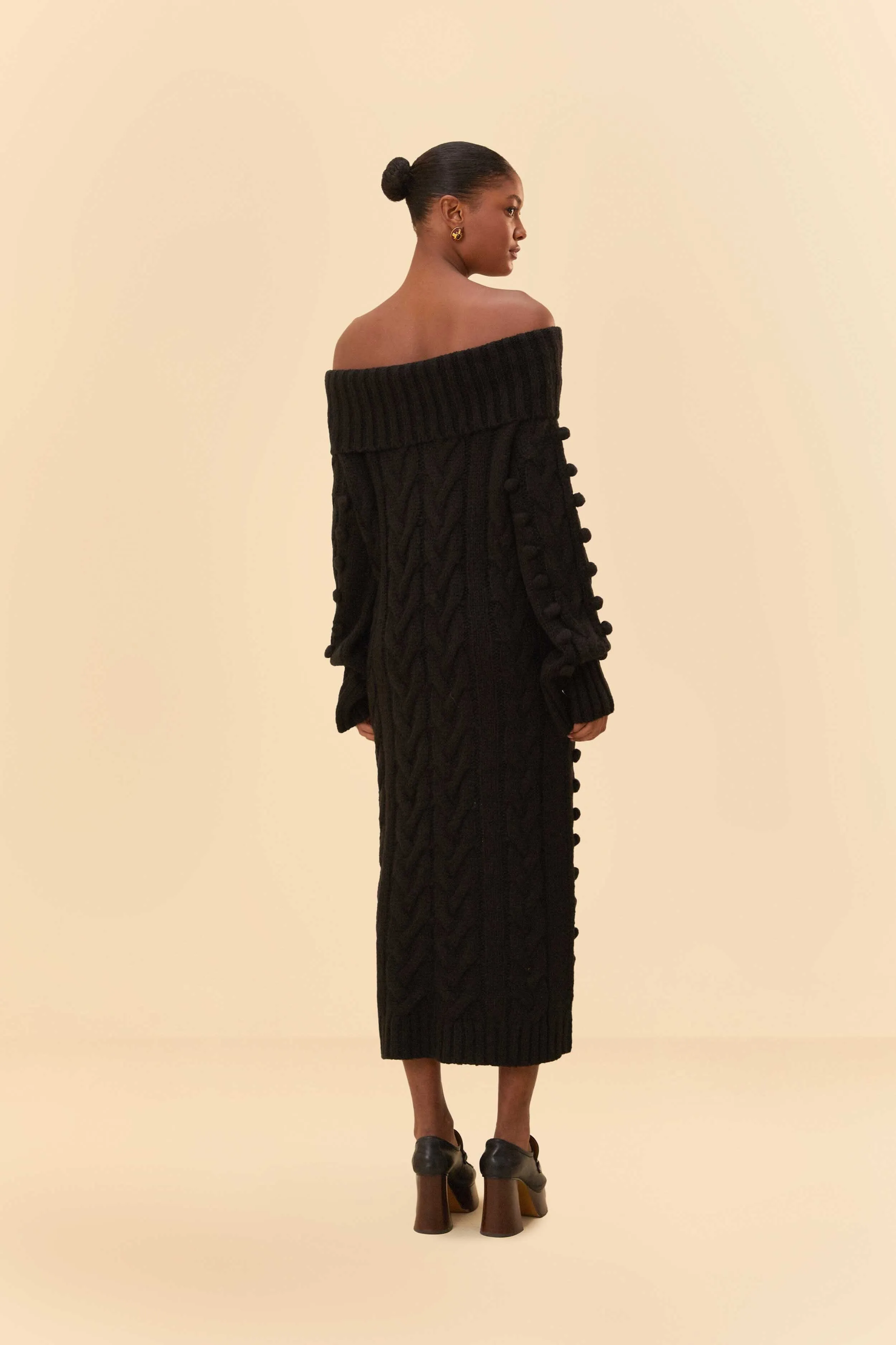 Black Braided Midi Sweater Dress sold by FARM Rio product image thumbnail 4