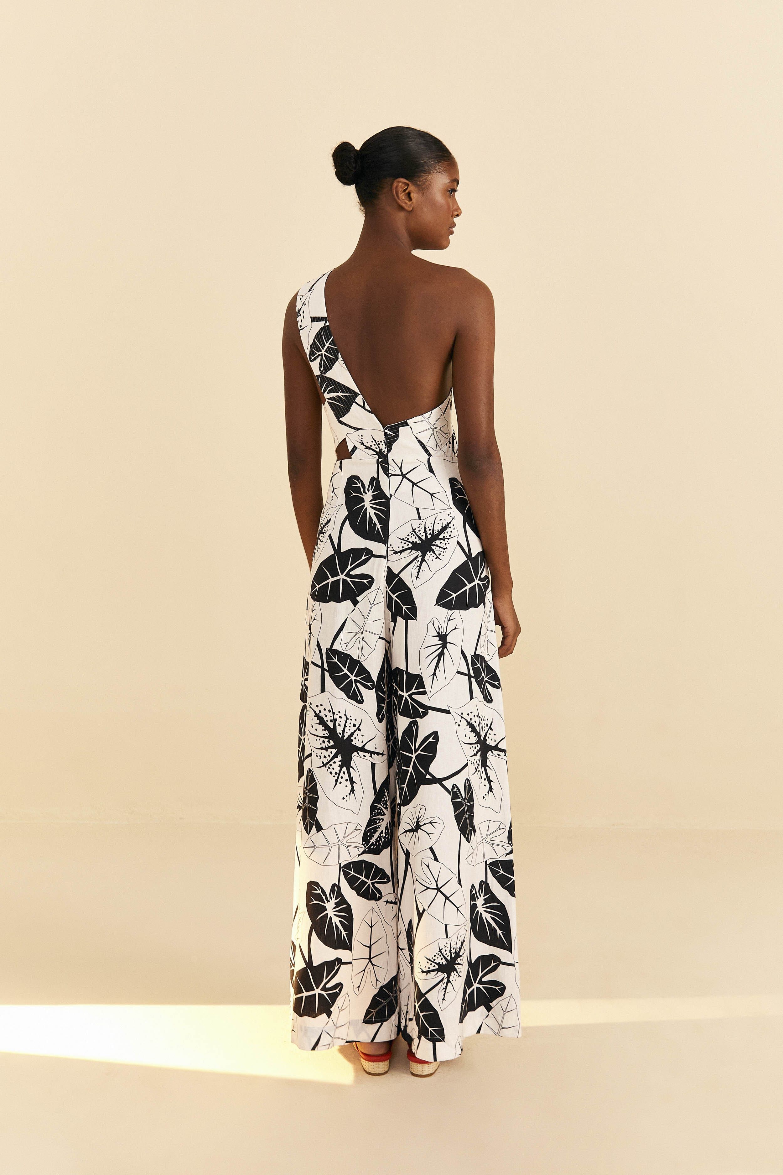 Off-White Graphic Leaves Jumpsuit sold by FARM Rio product image thumbnail 4
