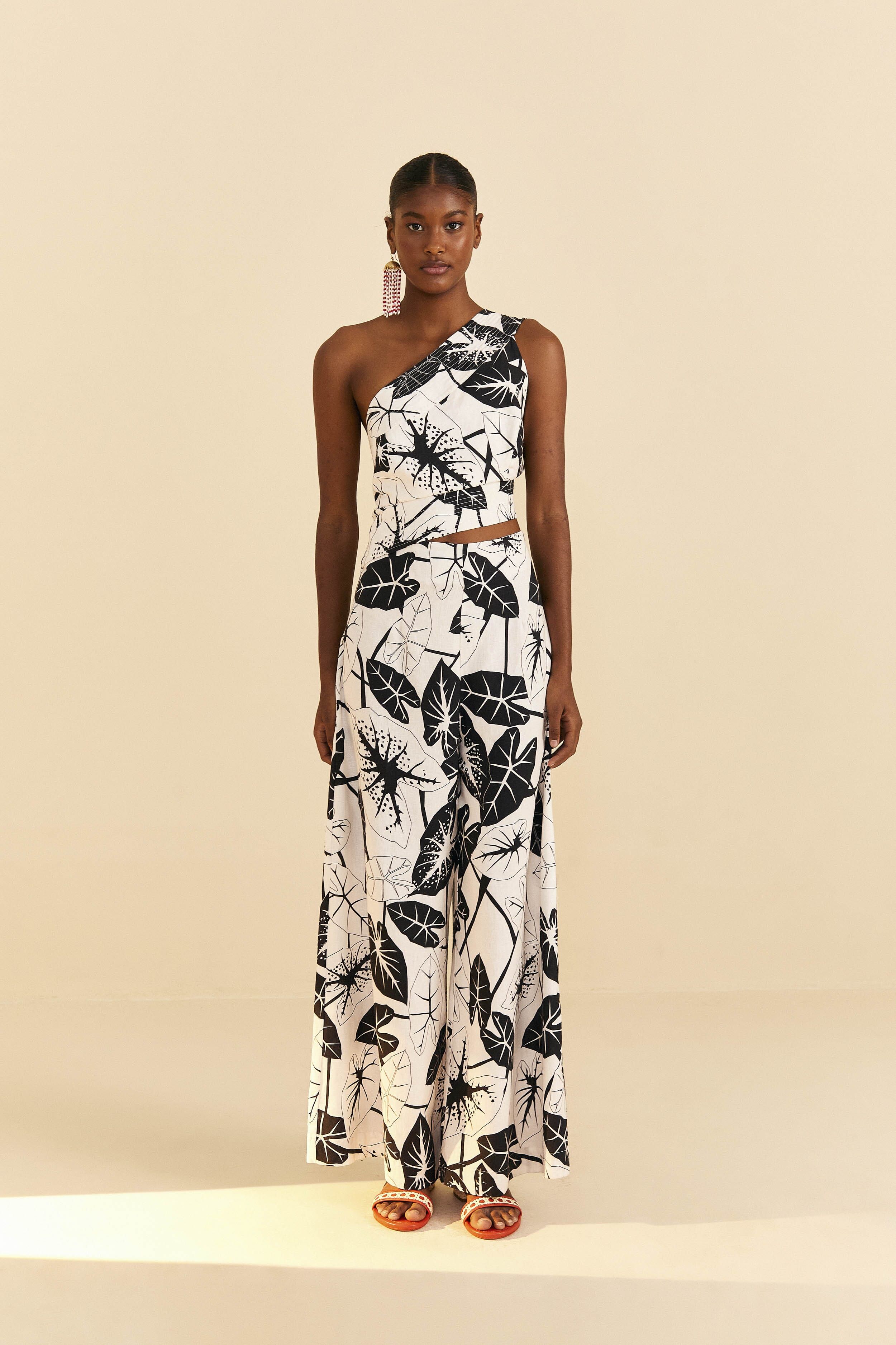 Off-White Graphic Leaves Jumpsuit sold by FARM Rio product image thumbnail 2
