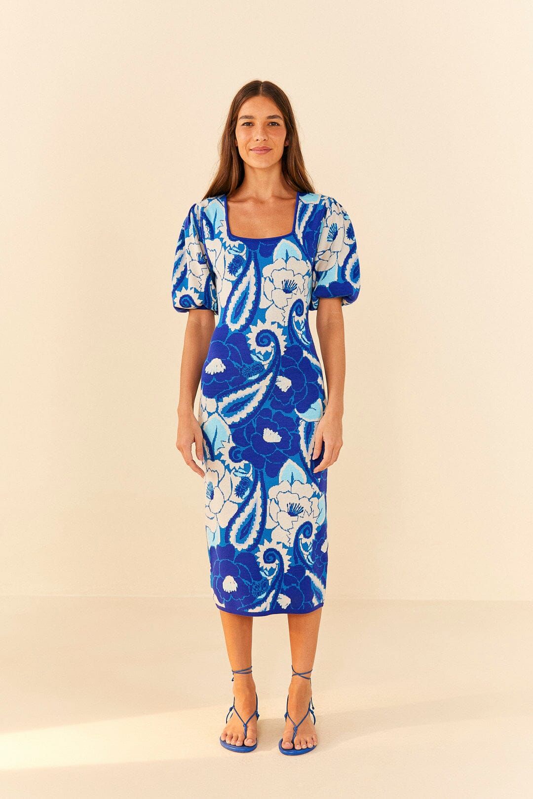 Blue Tropical Groove Knit Midi Dress sold by FARM Rio product image thumbnail 4