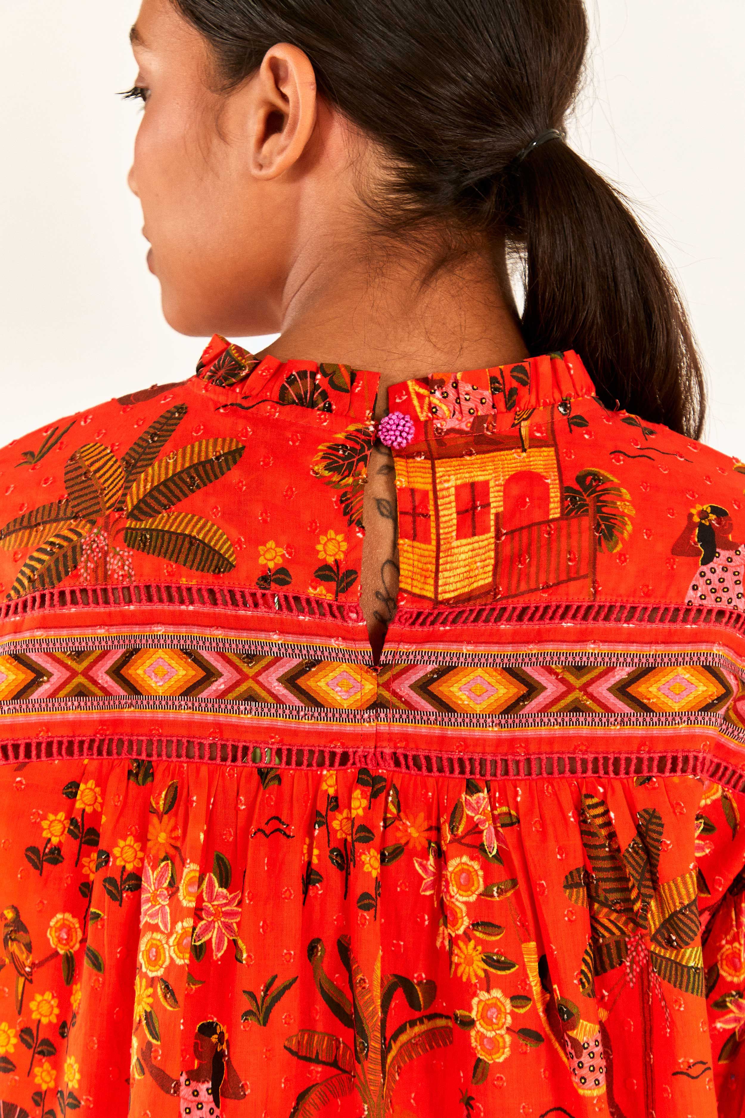 Red Secret Garden Organic Cotton Blouse sold by FARM Rio product image thumbnail 6