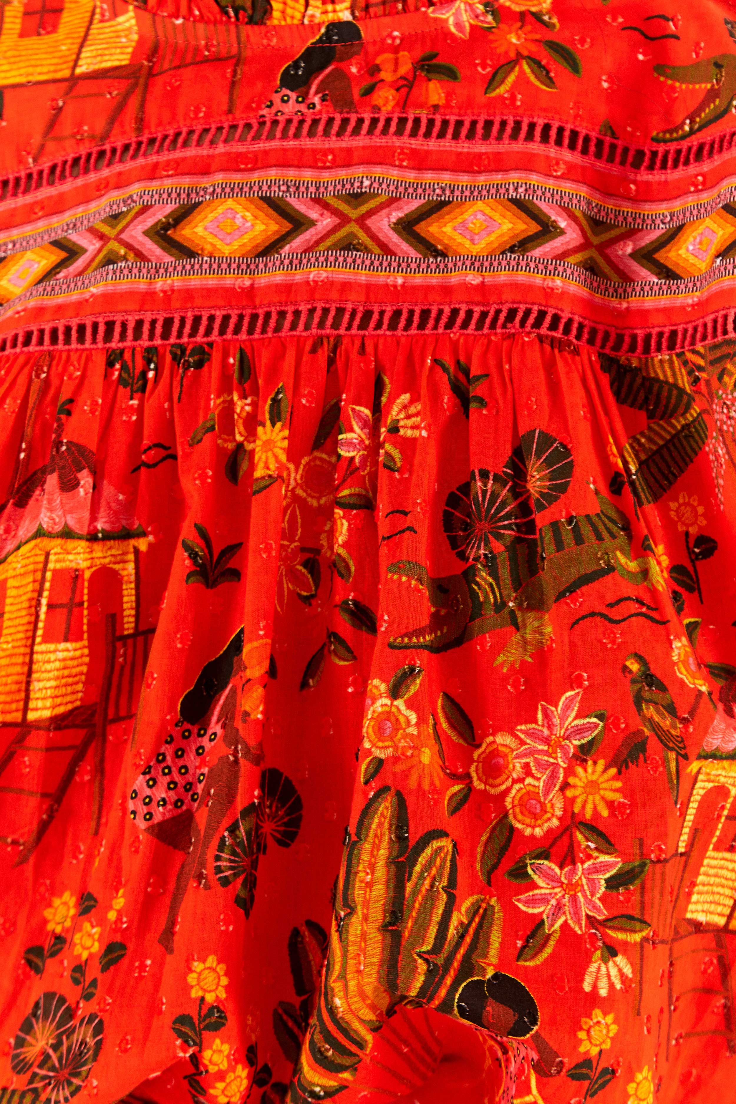 Red Secret Garden Organic Cotton Blouse sold by FARM Rio product image thumbnail 4