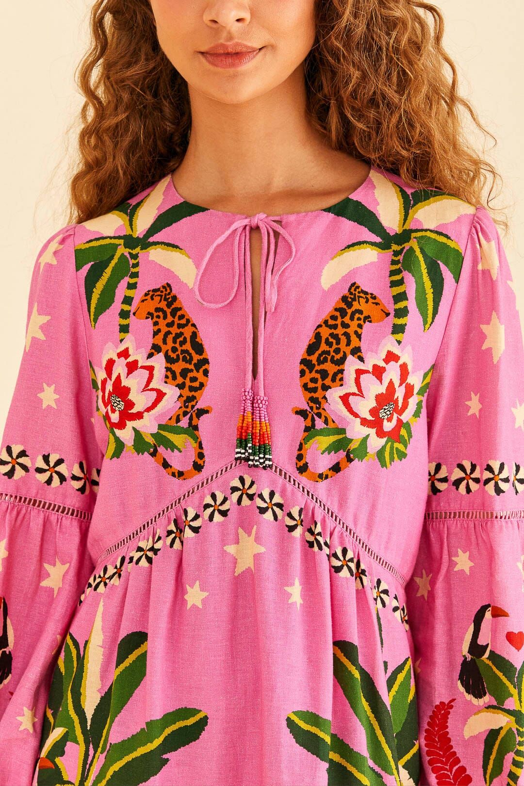 knee length dresses for ladies Leopard Forest Pink Blouse
