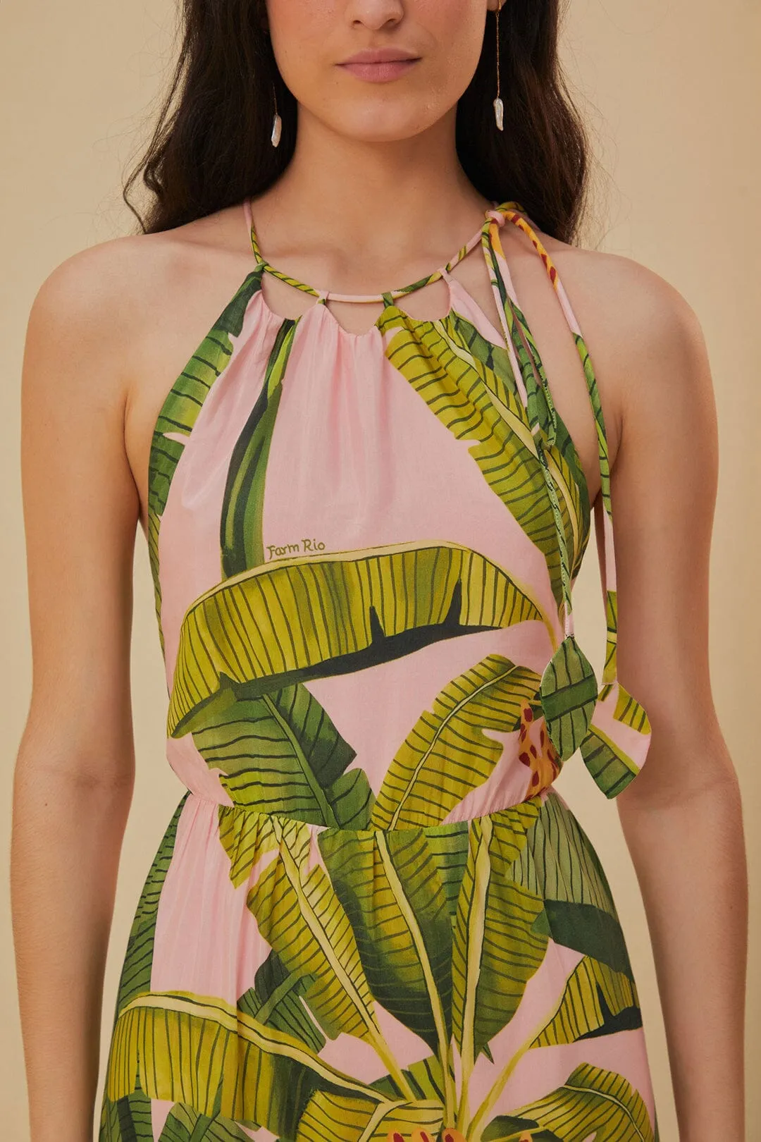 chinese dress ladies Coconut Tree Embroidered Maxi Dress – FARM Rio