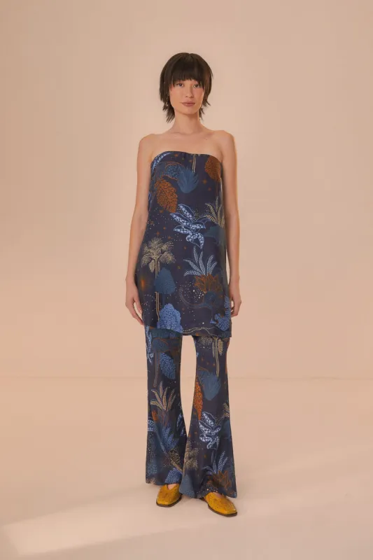 Navy Blue Night Jungle Flare Pants sold by FARM Rio