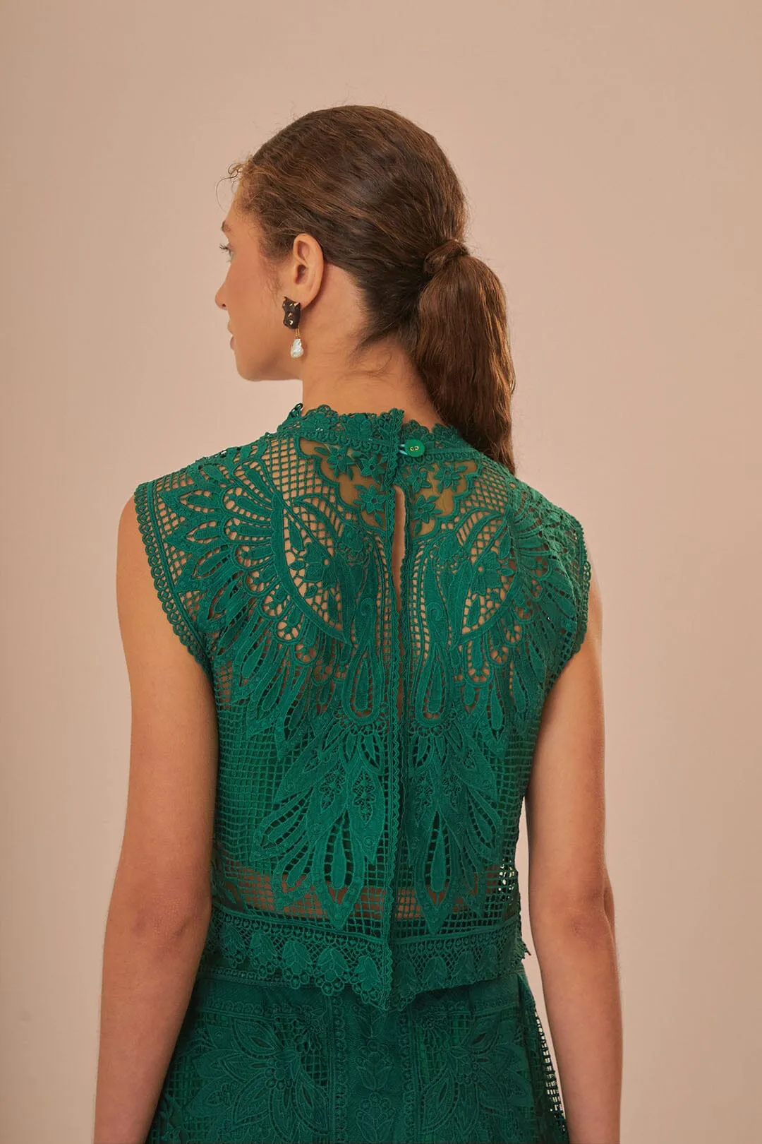 Green Toucans Guipure Sleeveless Top sold by FARM Rio product image thumbnail 5