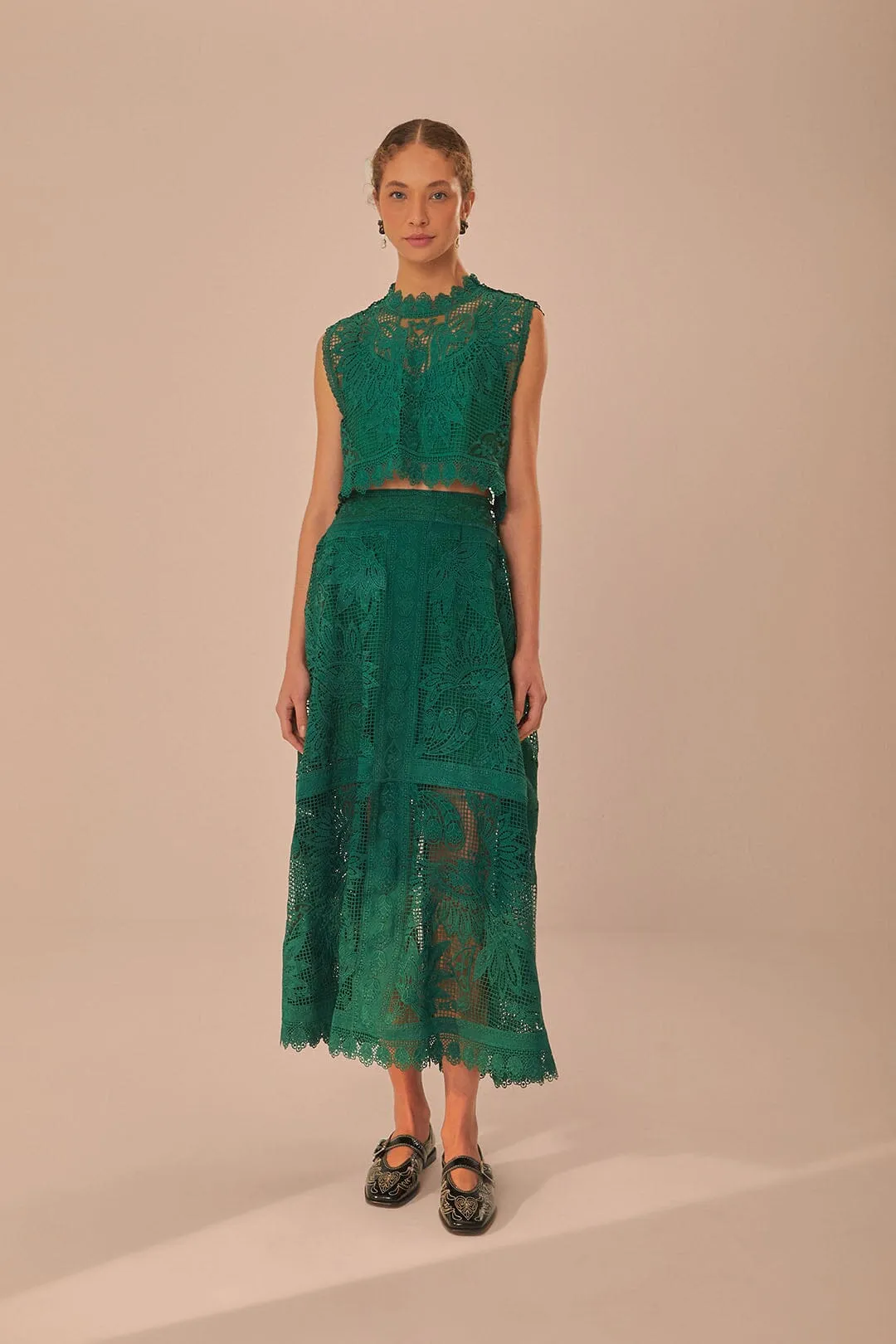 Green Toucans Guipure Sleeveless Top sold by FARM Rio product image thumbnail 2