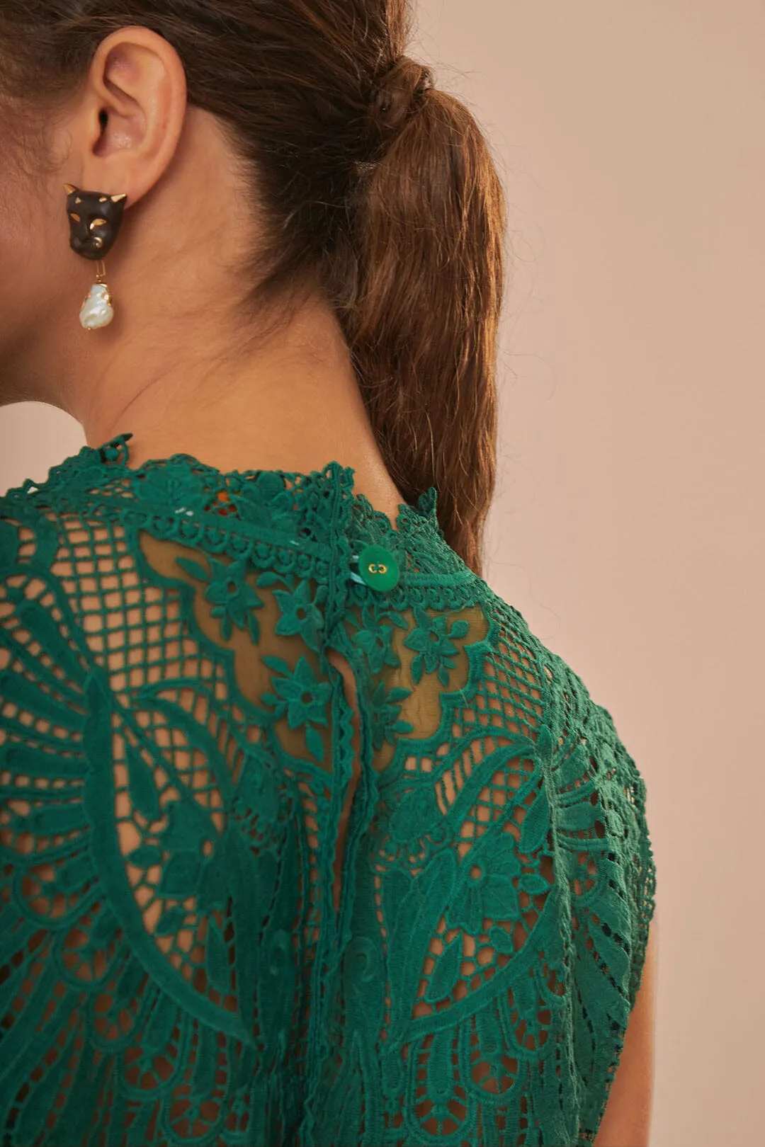 Green Toucans Guipure Sleeveless Top sold by FARM Rio product image thumbnail 3