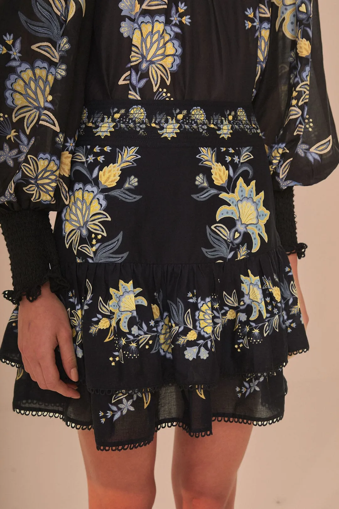 Black Stitched Garden Mini Skirt sold by FARM Rio product image thumbnail 3