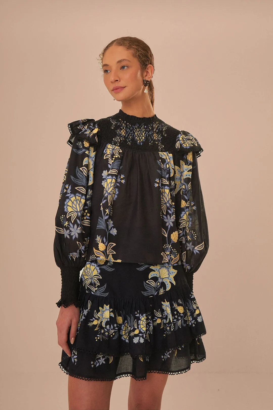 Black Stitched Garden Mini Skirt sold by FARM Rio product image thumbnail 2