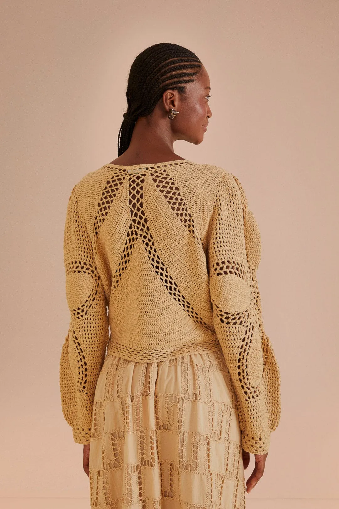 Sand Flower Draw Crochet Cardigan sold by FARM Rio product image thumbnail 3