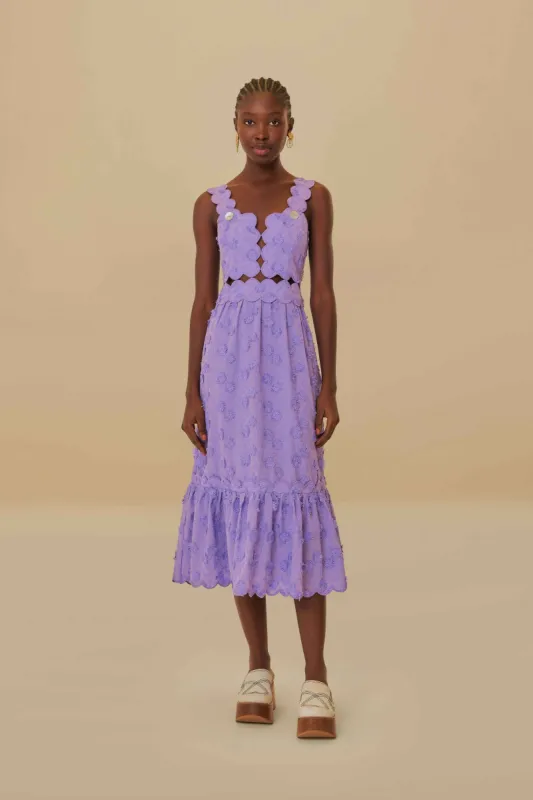 Lilac 3D Flower Sleeveless Midi Dress sold by FARM Rio
