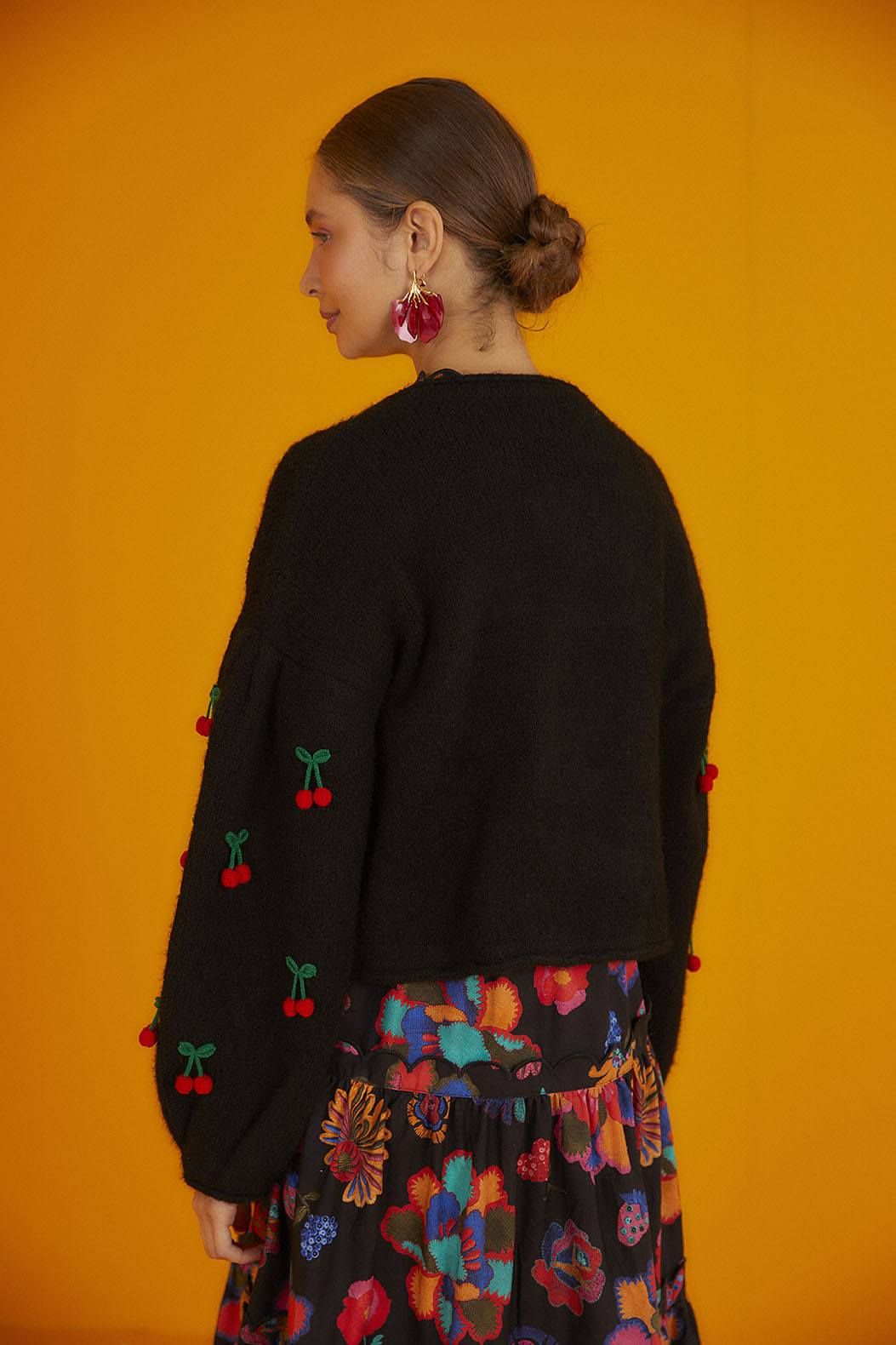 Black Crochet Cherry Cardigan sold by FARM Rio product image thumbnail 3