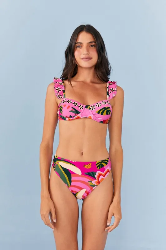 Pink Leopard Forest High Waisted Bikini Bottom sold by FARM Rio