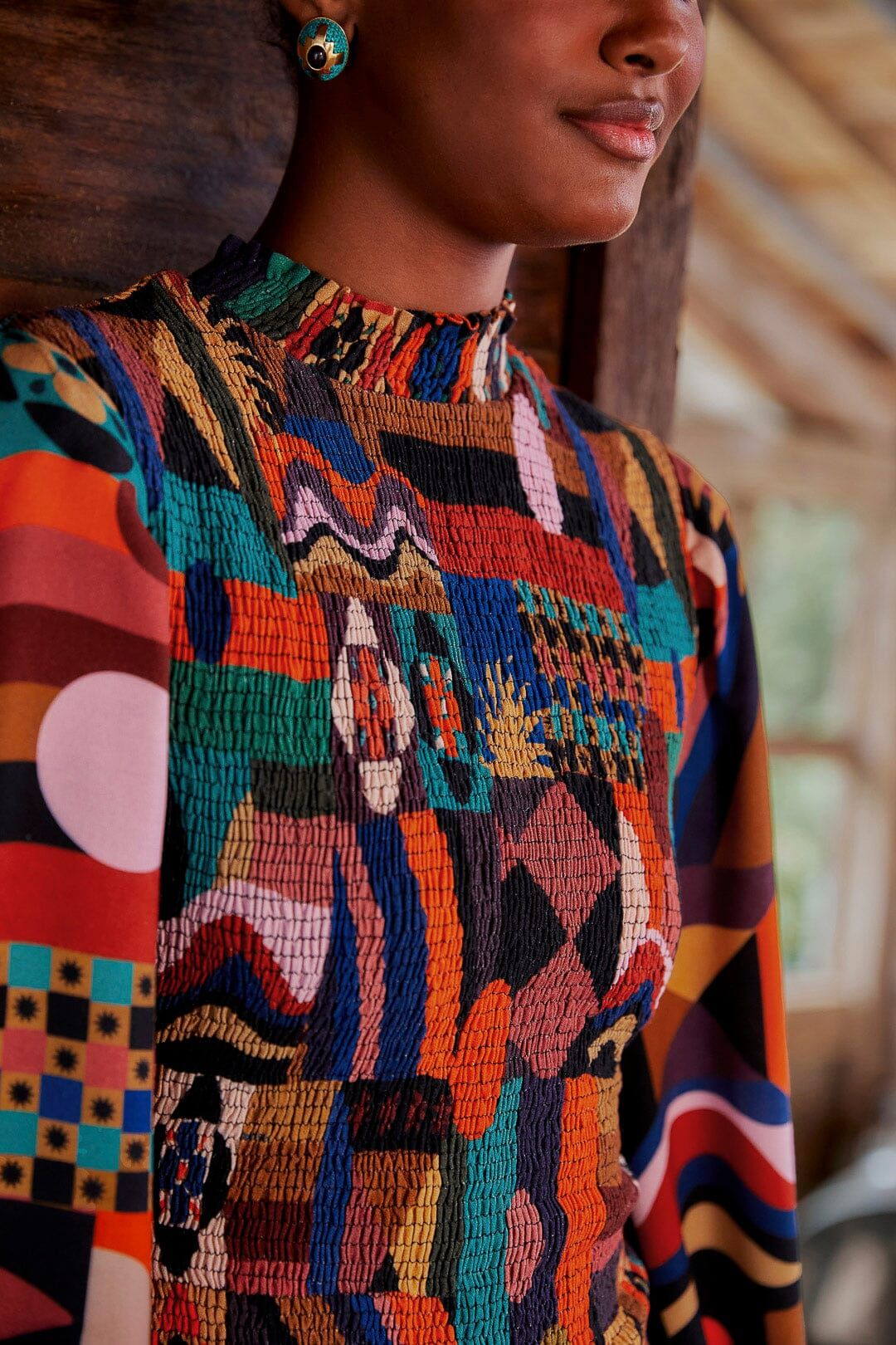 Multicolor Tropical Shapes Lenzing™ Ecovero™ Viscose Midi Dress sold by FARM Rio product image thumbnail 3