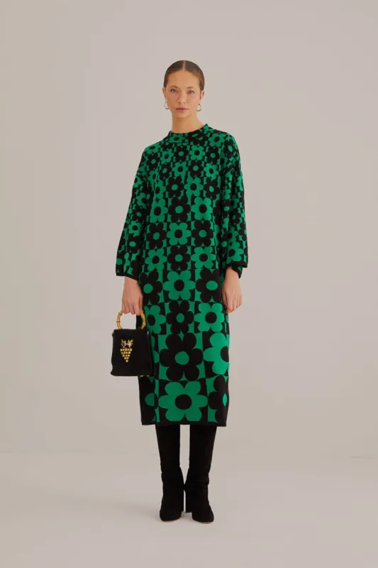 green emerald velvet dress Striped Heart Knit Dress – FARM Rio main image 1