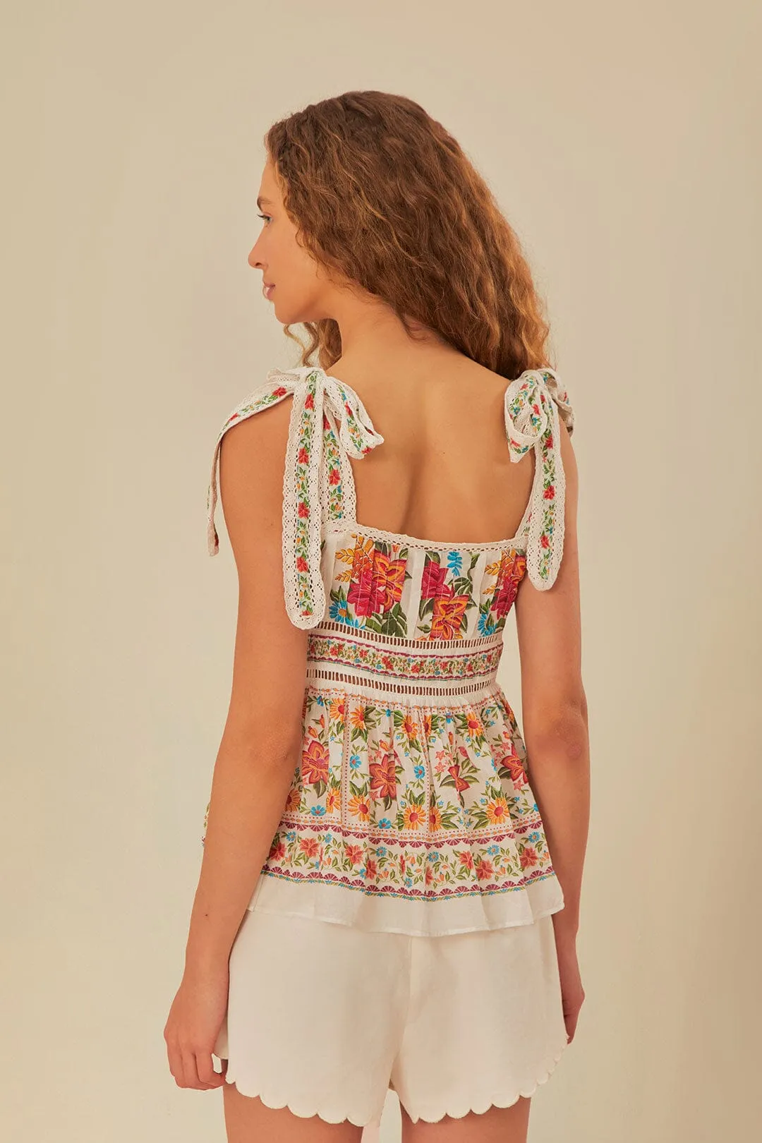 Off-White Bloom Garden Sleeveless Blouse sold by FARM Rio product image thumbnail 4