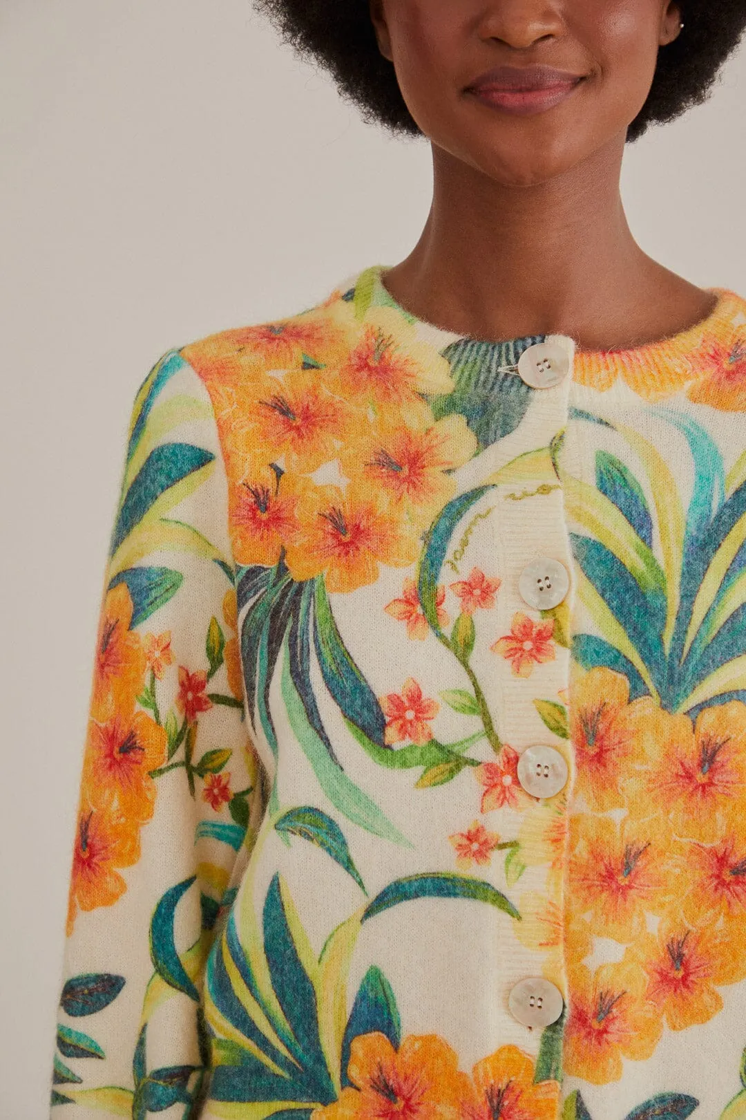 Off-White Pineapple Bloom Knit Cardigan sold by FARM Rio product image thumbnail 3