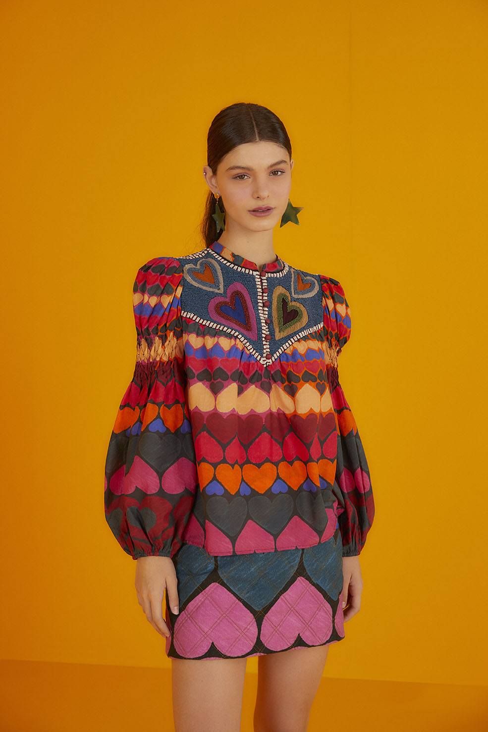 Full Of Hearts Embroidered Blouse sold by FARM Rio