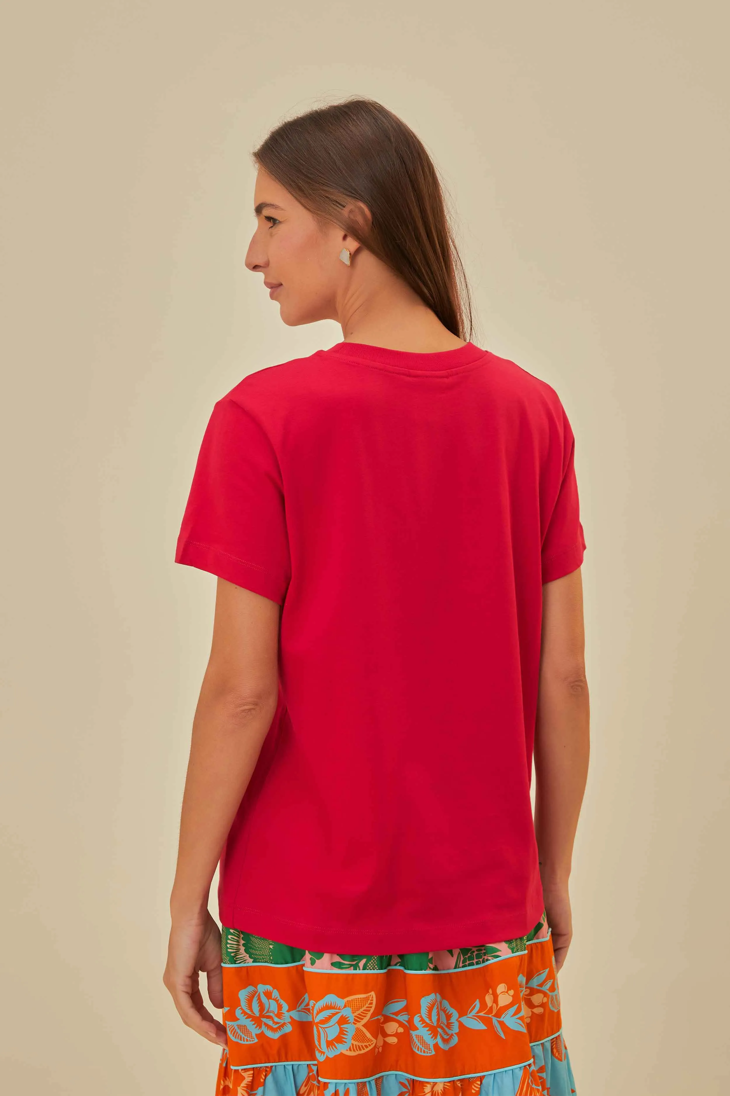 Red Tropical Organic Cotton T-Shirt sold by FARM Rio product image thumbnail 4