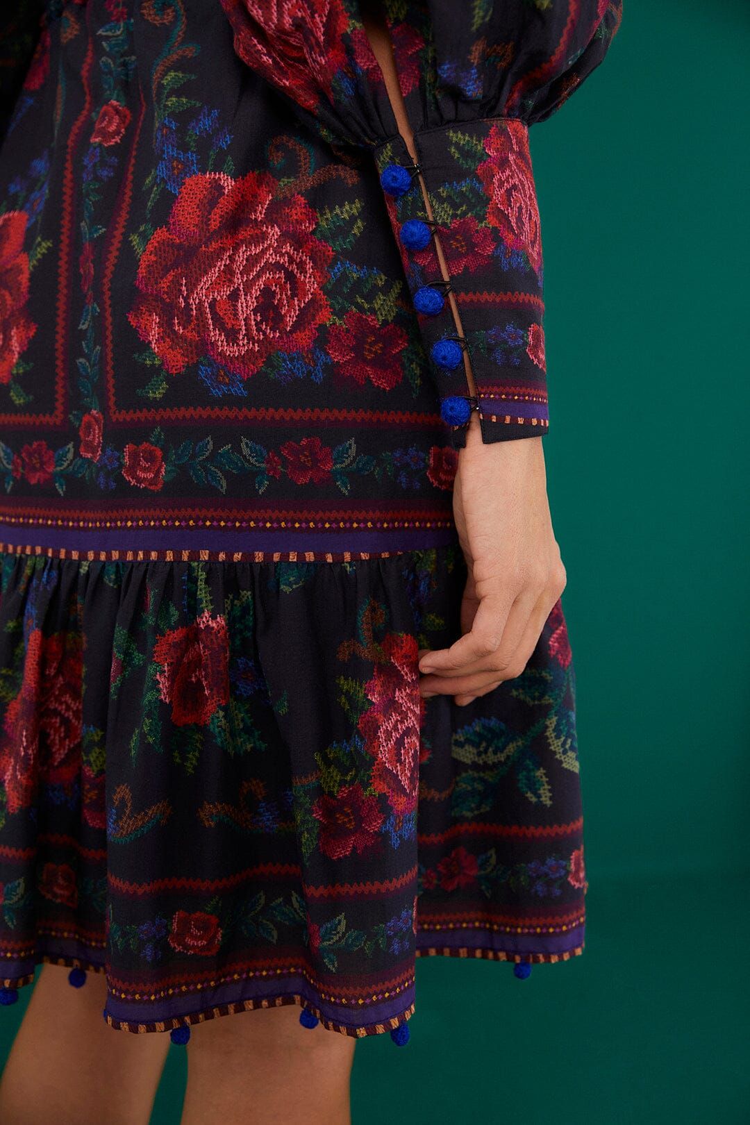 Black Flower Tapestry Mini Dress sold by FARM Rio product image thumbnail 4