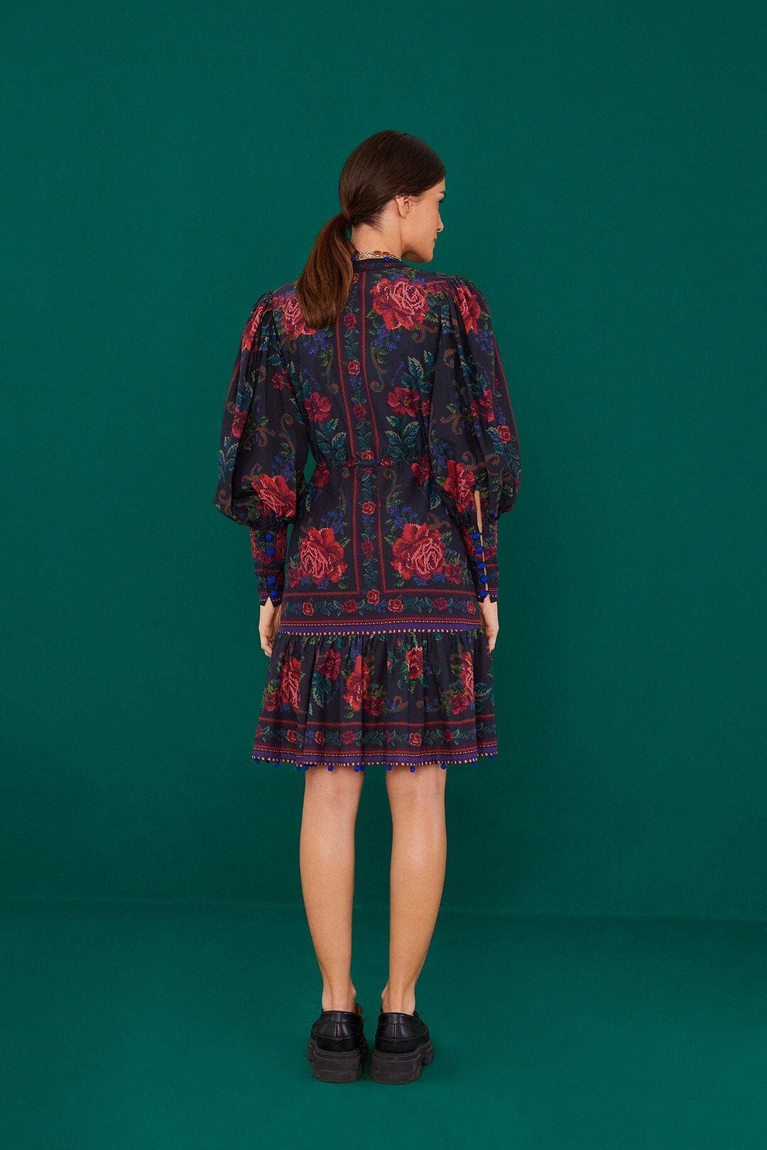 Black Flower Tapestry Mini Dress sold by FARM Rio product image thumbnail 2