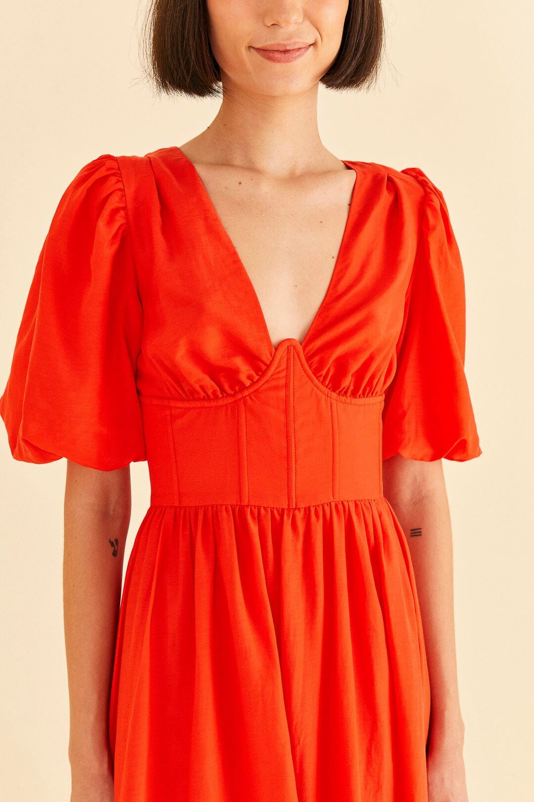 Red Short Sleeves Midi Dress sold by FARM Rio product image thumbnail 4