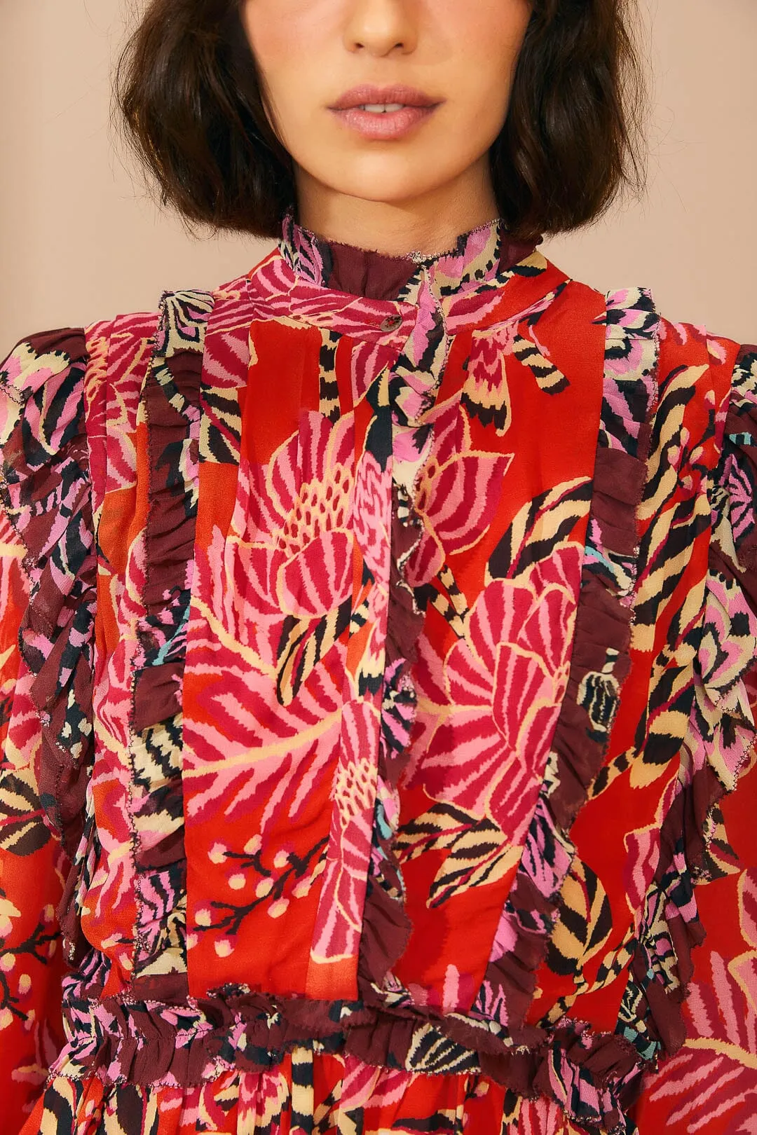 Mixed Floral Ruffle Mini Dress sold by FARM Rio product image thumbnail 4